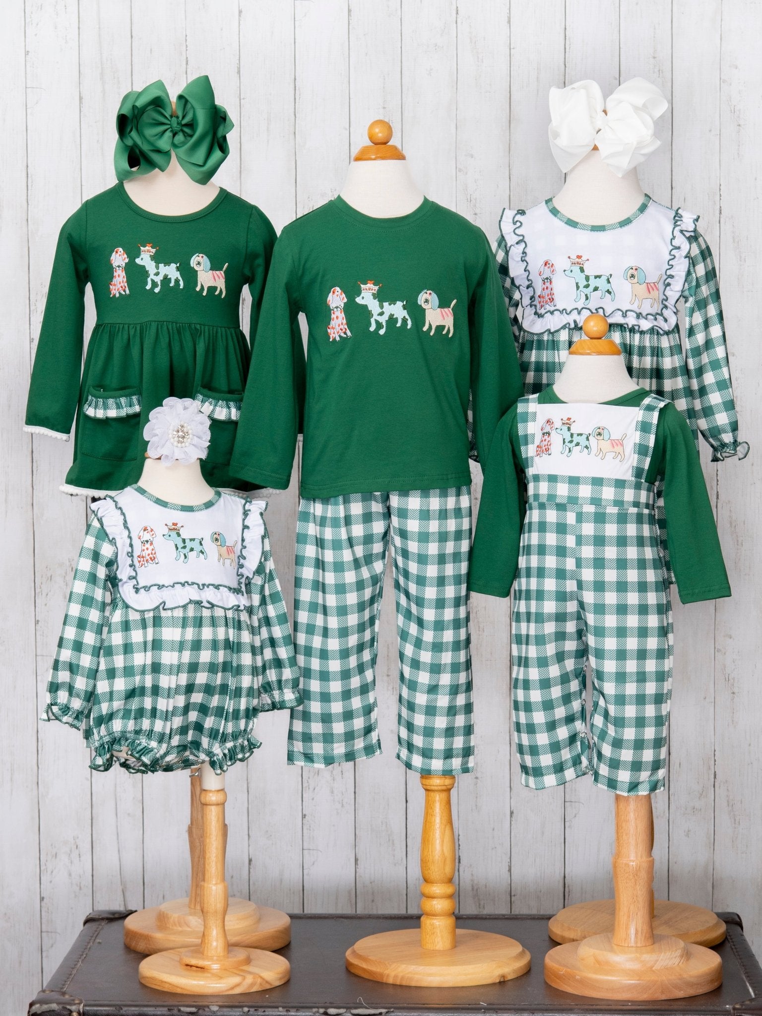 MNC Royal Pups™ Green Gingham Overall Johnny - Marie Nicole Clothing