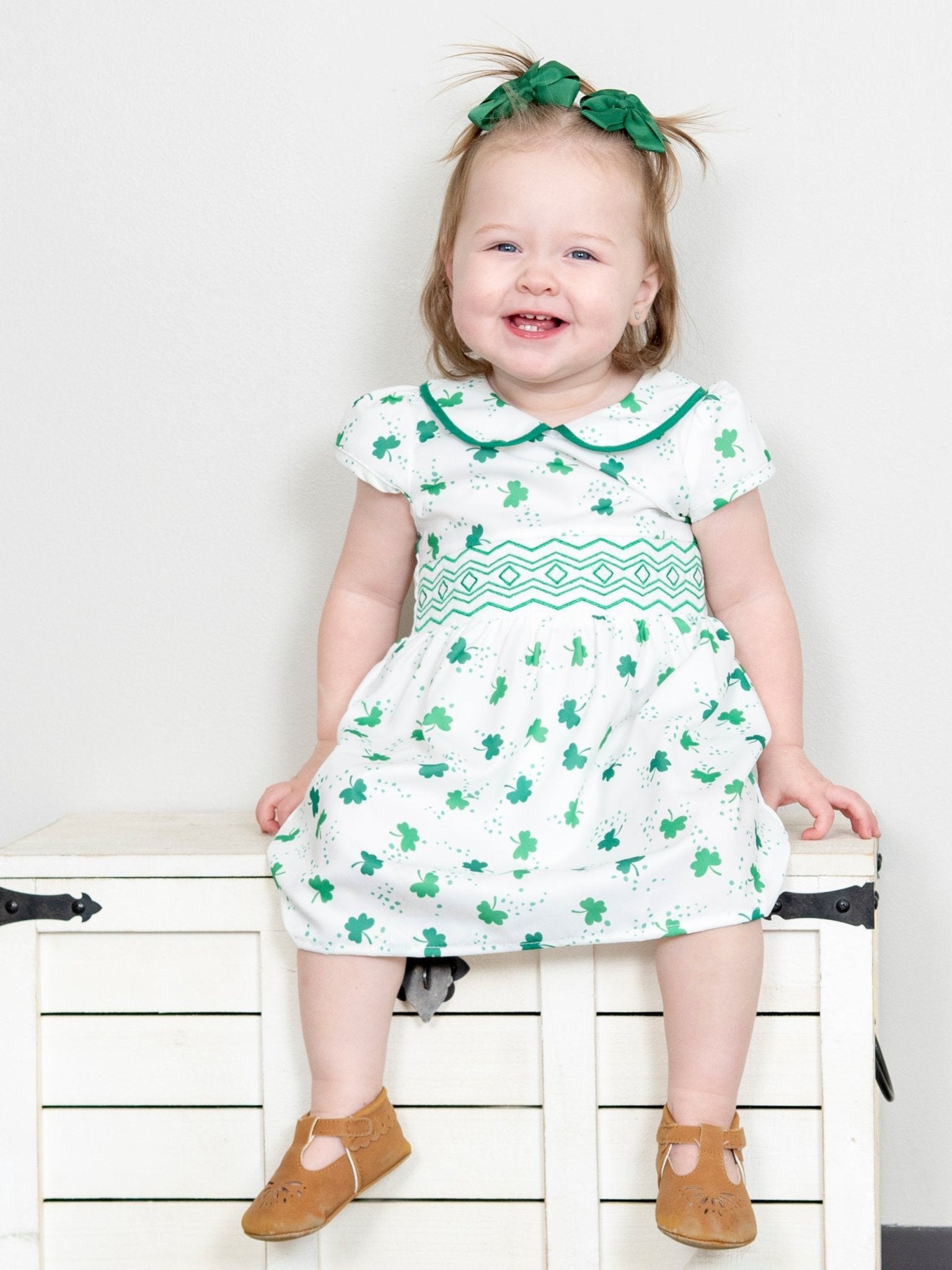 Vintage Clover Smocked Dress - Marie Nicole Clothing
