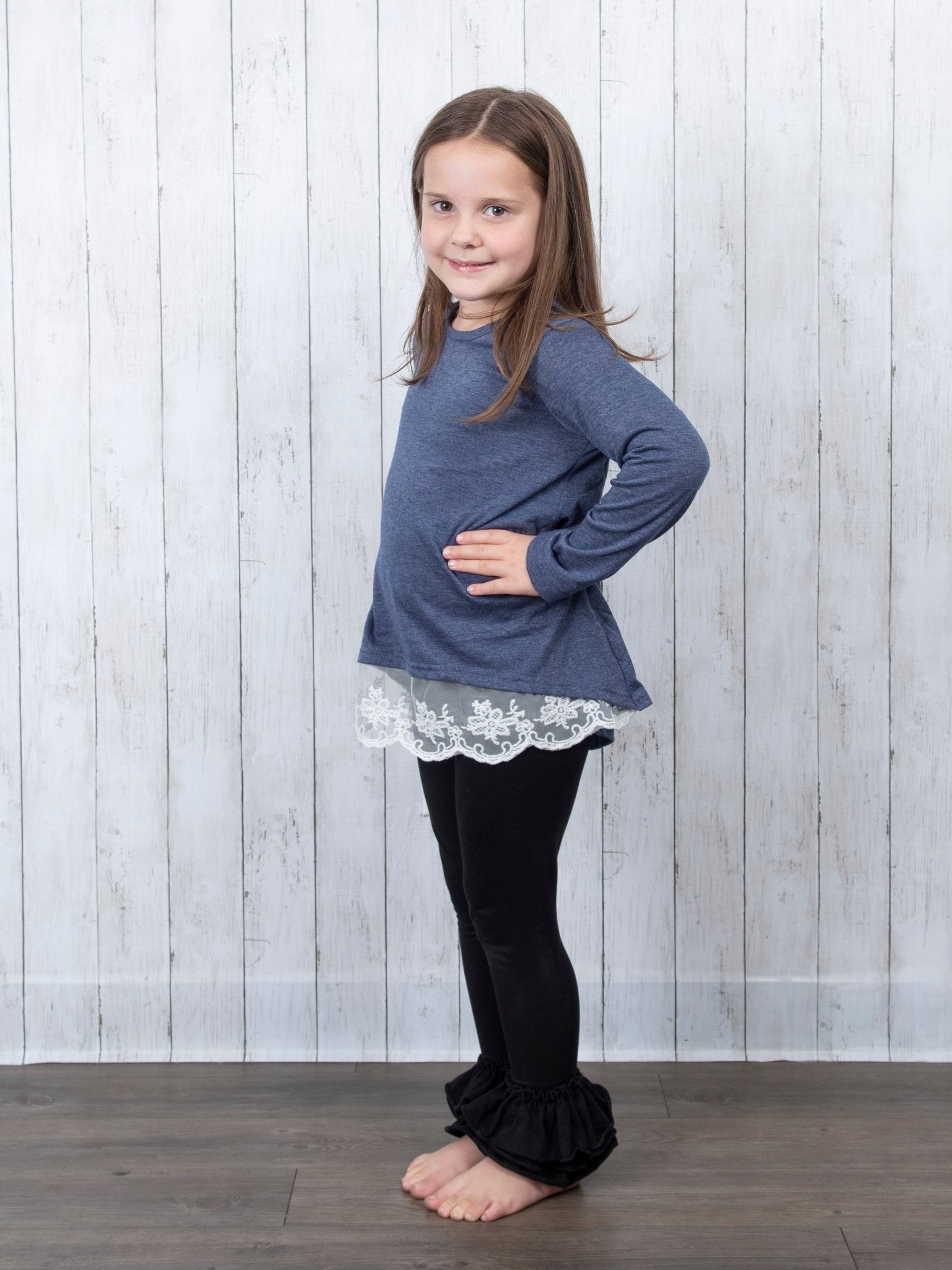 Mom & Me Navy Blue Lace Swing Top - Marie Nicole Clothing