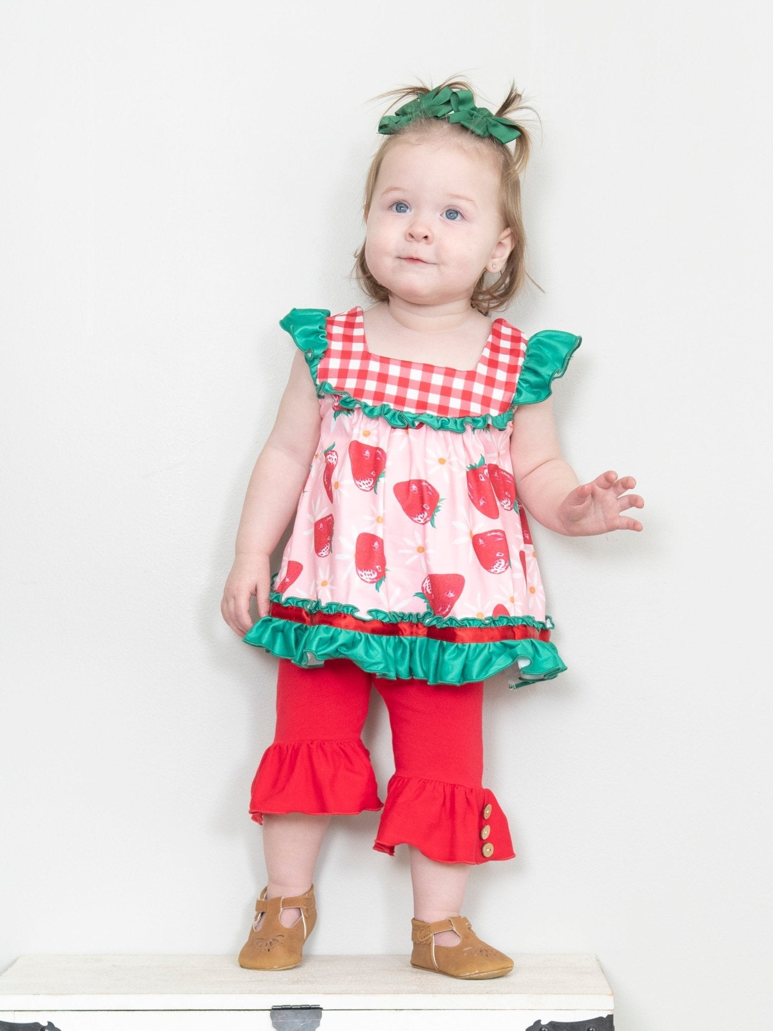 Floral Strawberry Ruffle Outfit - Marie Nicole Clothing