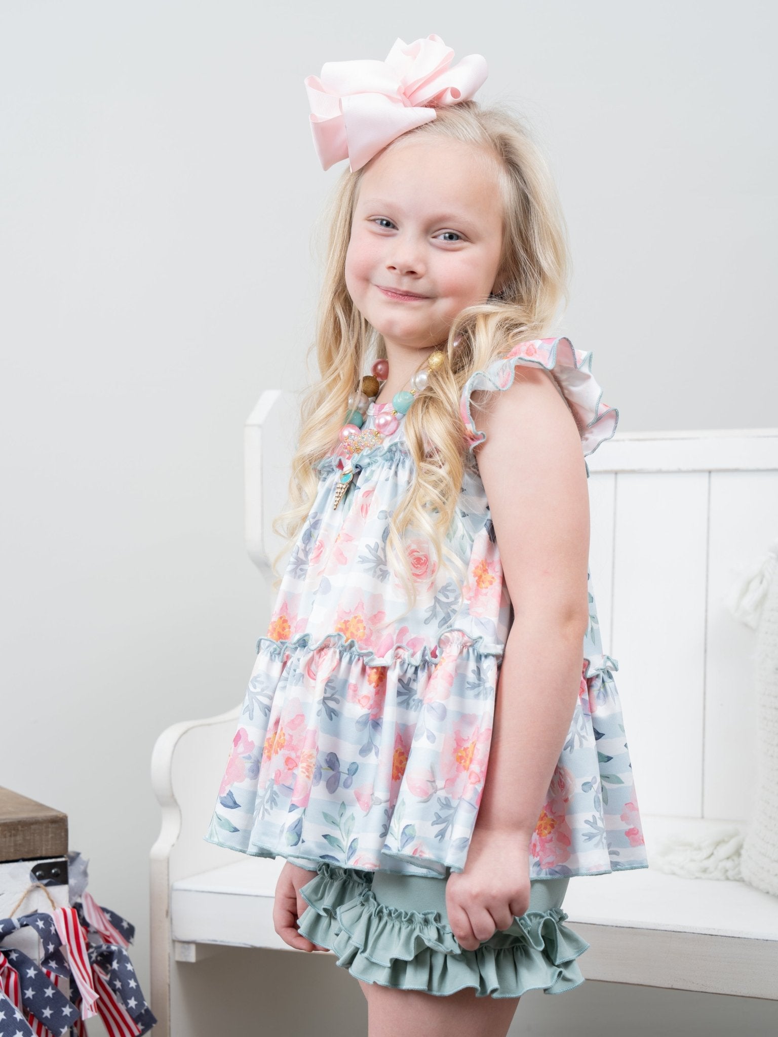 Tiered Ruffle Tunic - Pink Rose - Marie Nicole Clothing