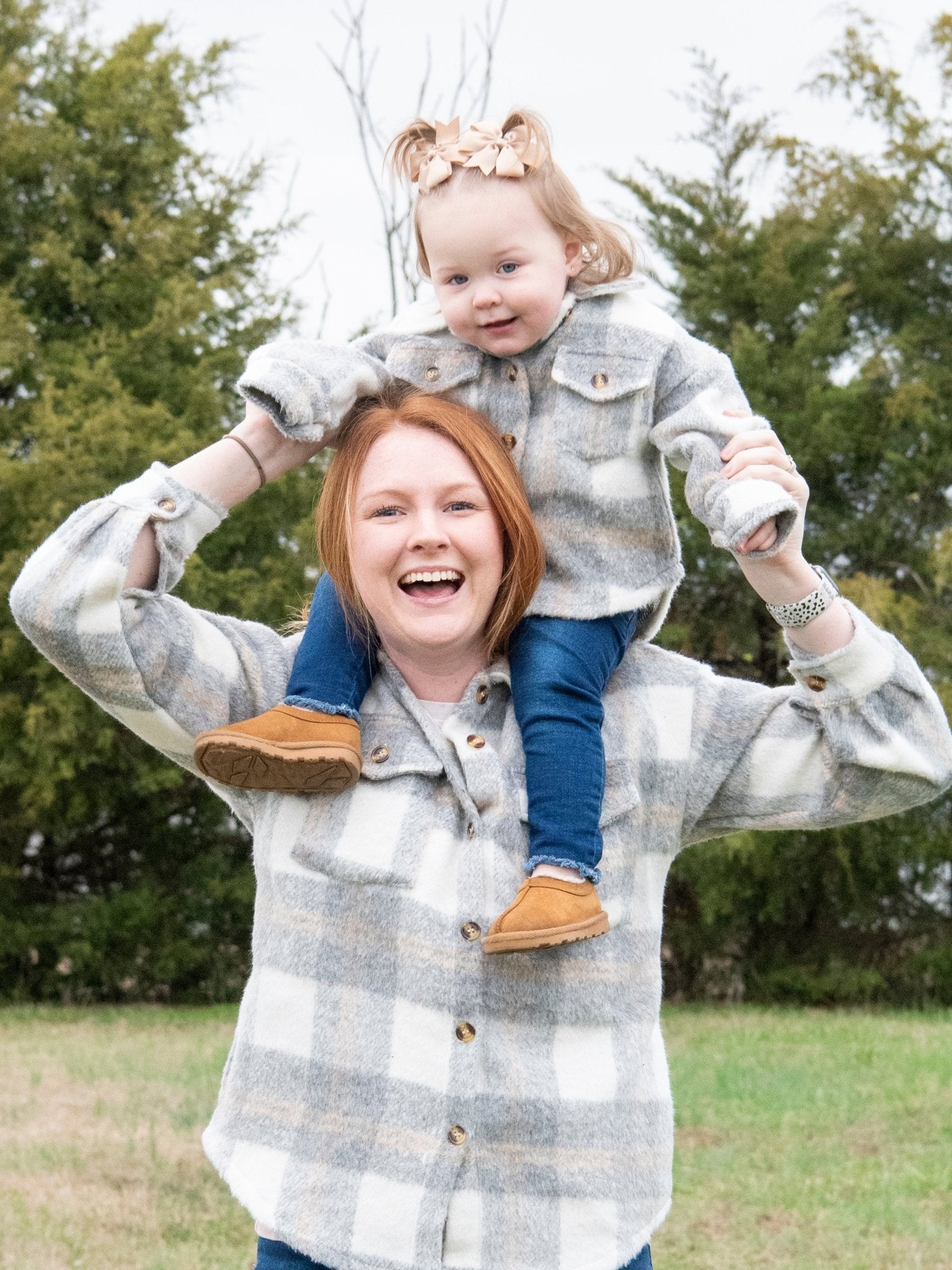 Mom & Me Grey Plaid Flannel - Marie Nicole Clothing