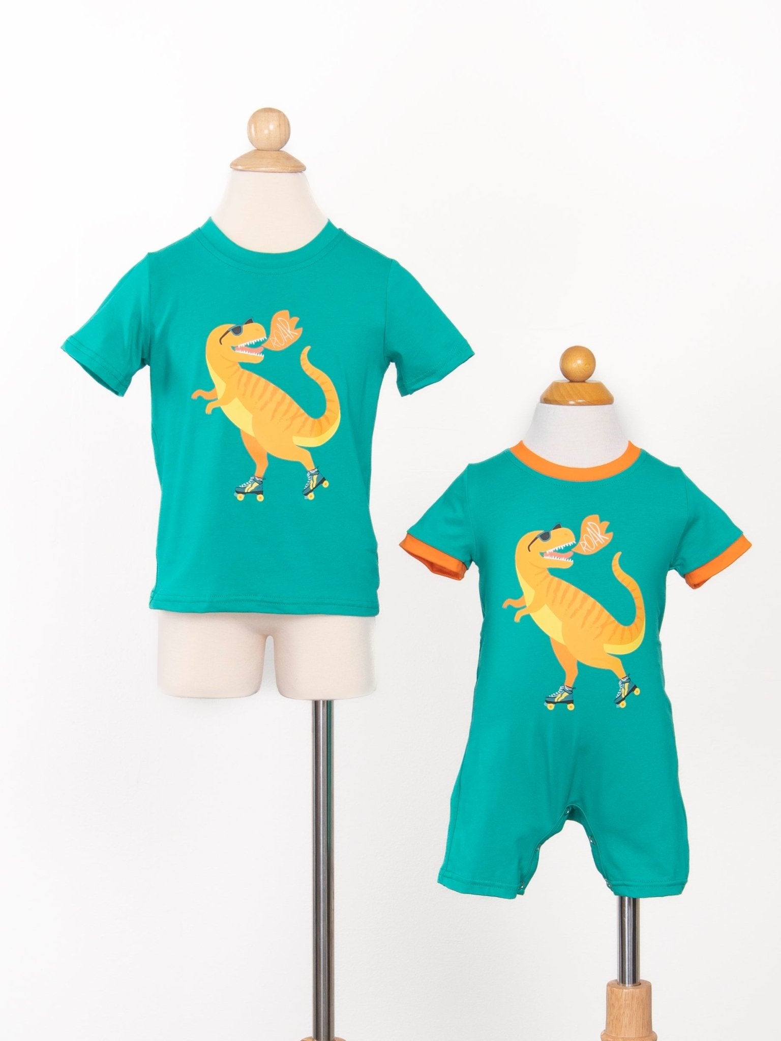 Teal Roller Skate Dino Shirt - Marie Nicole Clothing