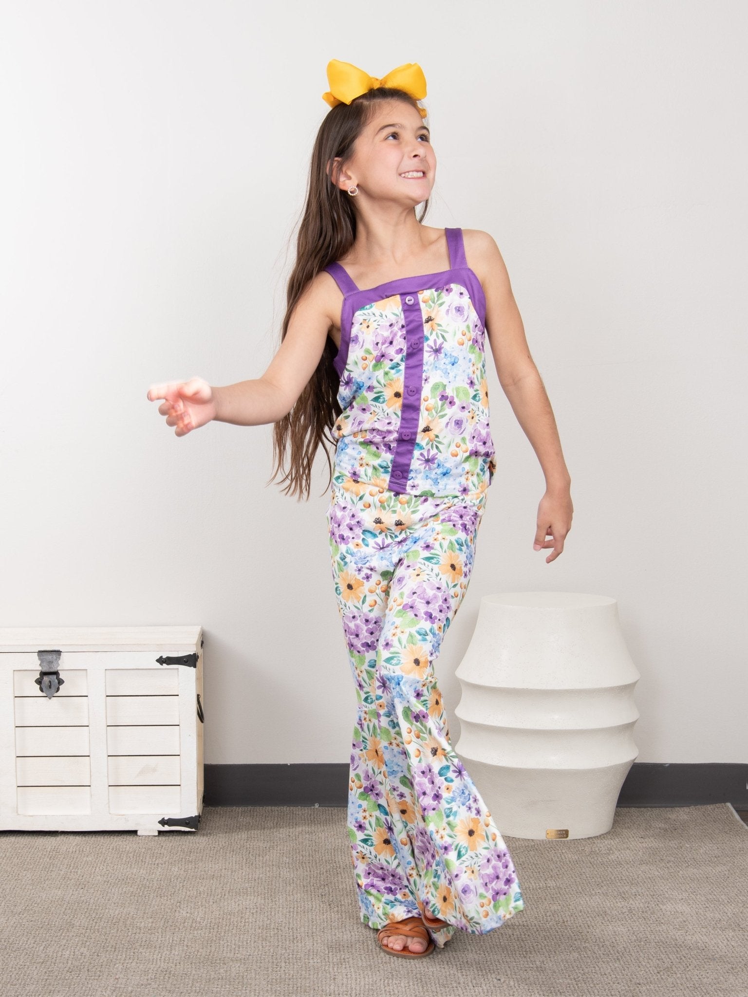 Purple Floral Tank & Bell Bottoms Outfit - Marie Nicole Clothing