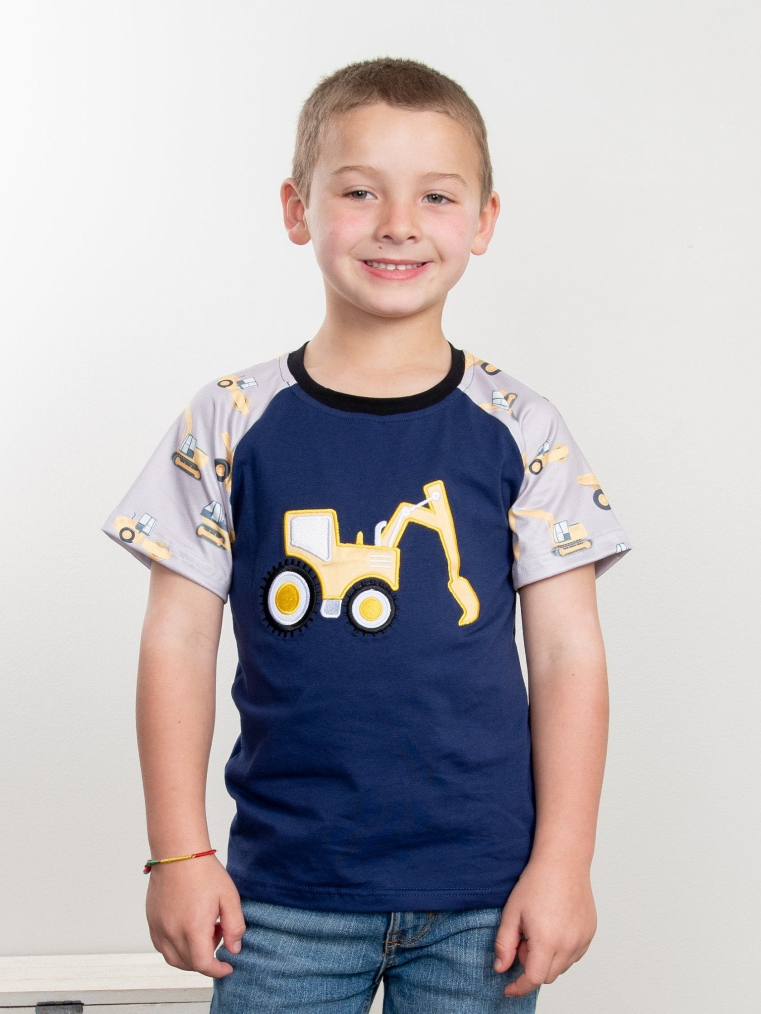 Navy Excavator Raglan Shirt - Marie Nicole Clothing
