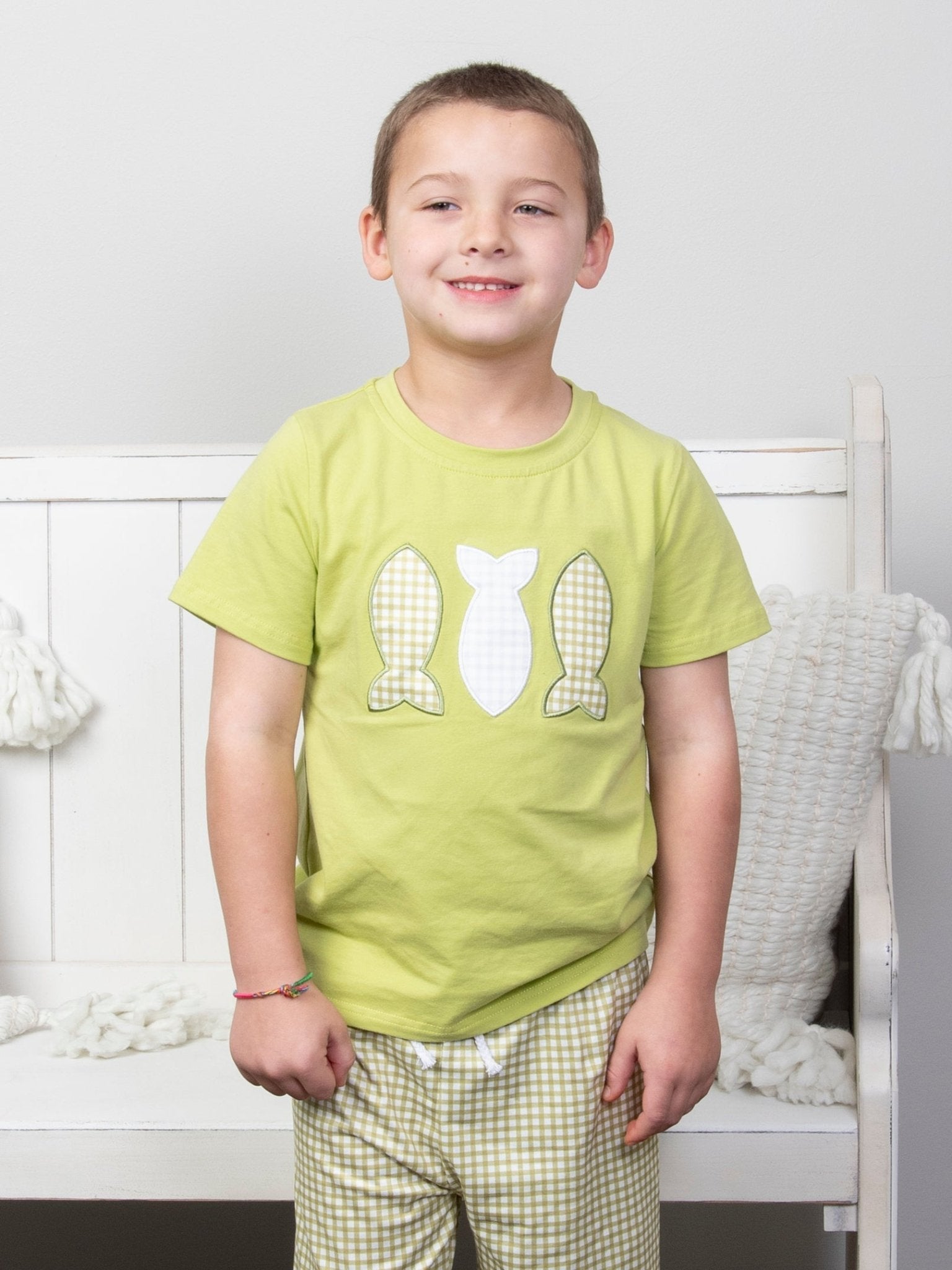 Green Gingham Fish Outfit - Marie Nicole Clothing