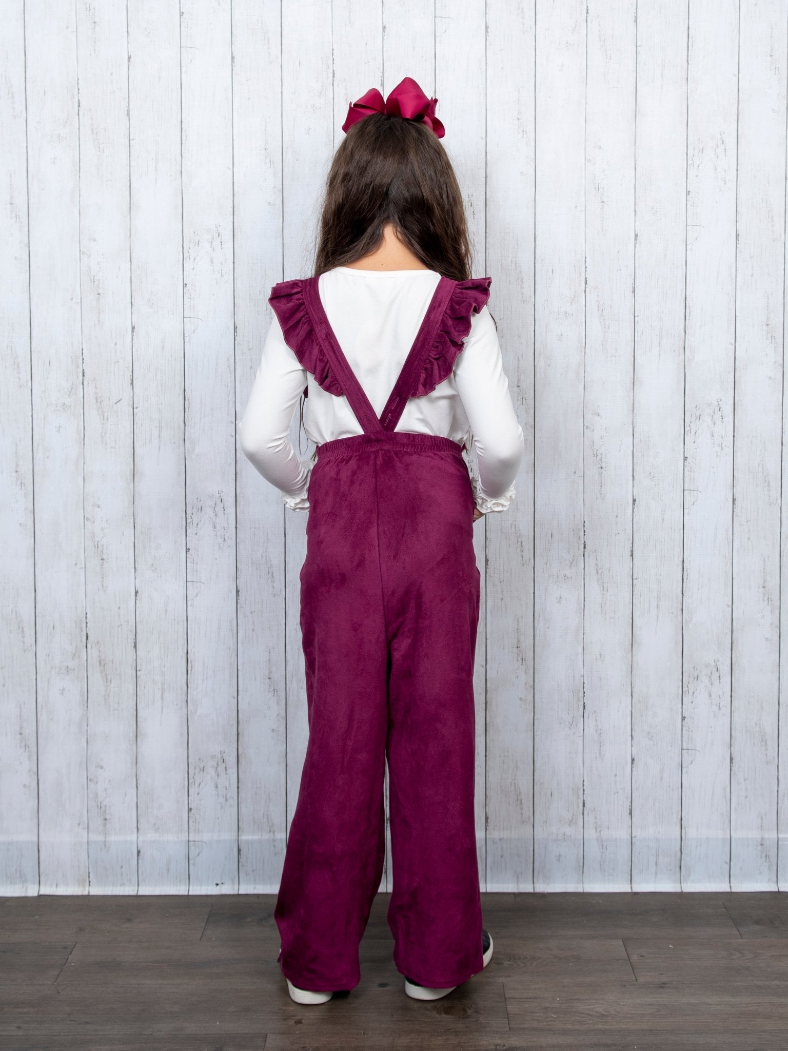 Suede Ruffle Cross Back Button Romper - Multiple Colors - Marie Nicole Clothing