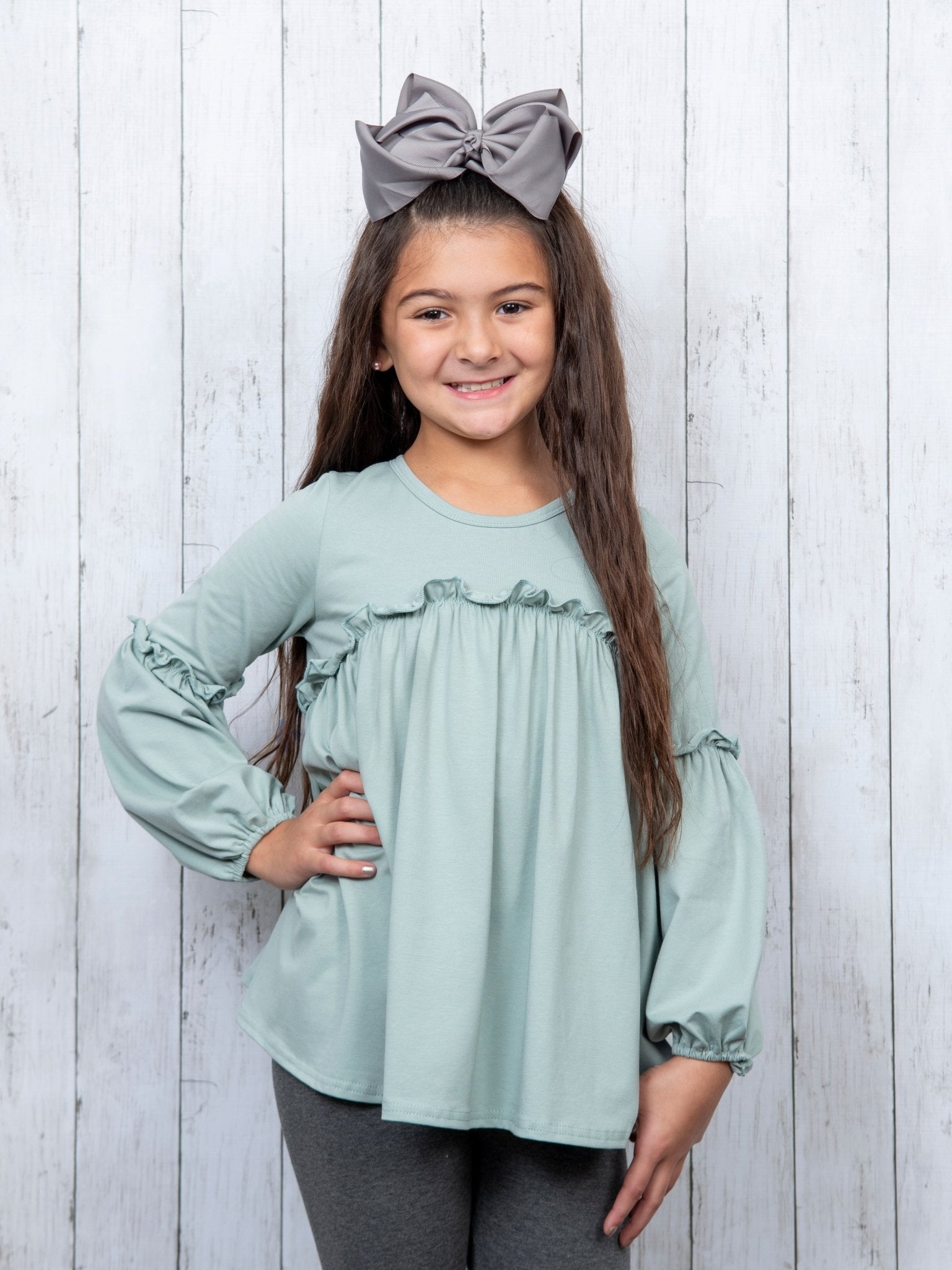 Cotton Puff Sleeve Ruffle Tunic - Multiple Colors - Marie Nicole Clothing