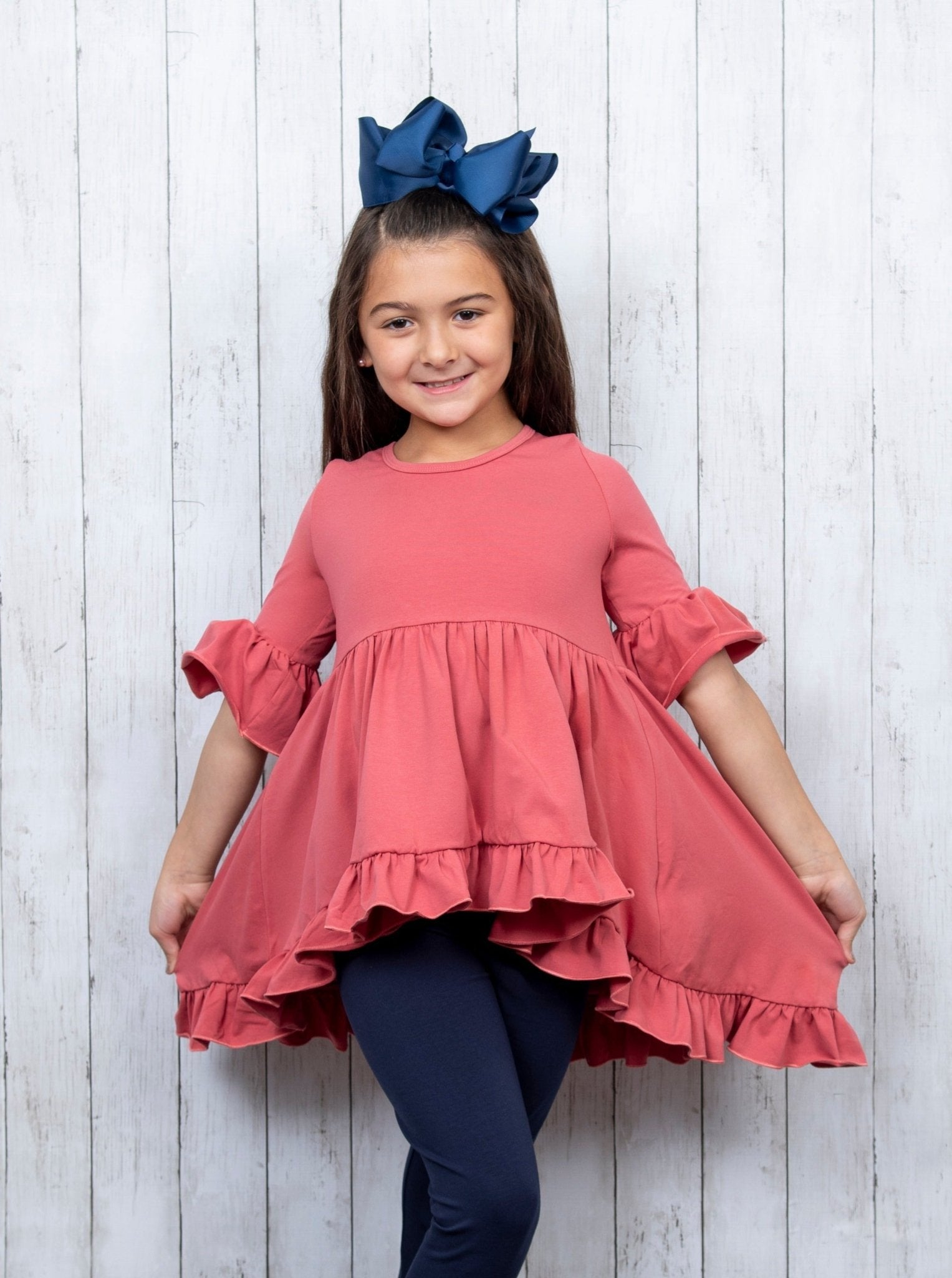 Cotton Bell - Sleeve Hi - Lo Ruffle Top - Multiple Colors - Marie Nicole Clothing