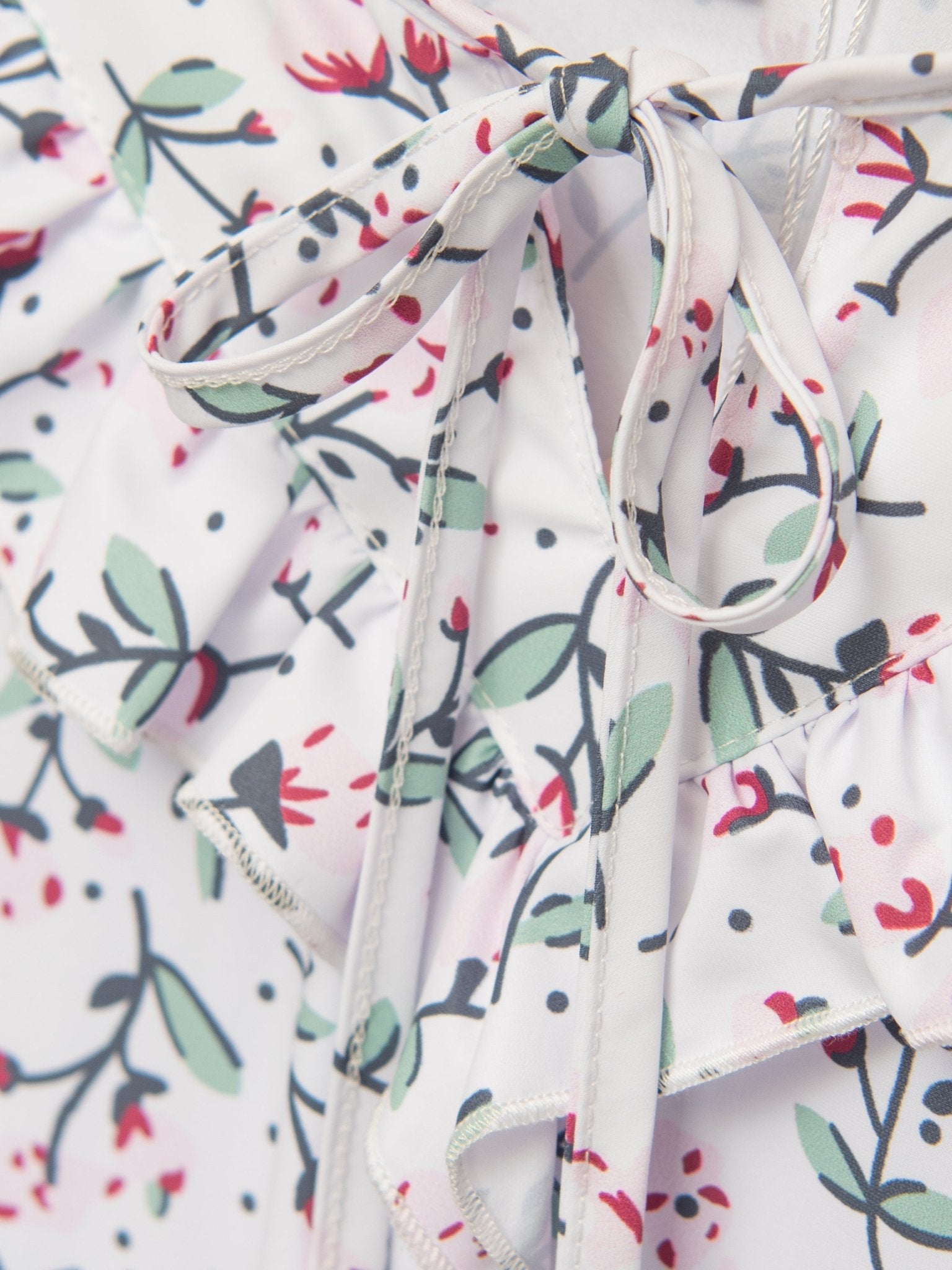White Floral Mock Neck Ruffle Dress - Marie Nicole Clothing