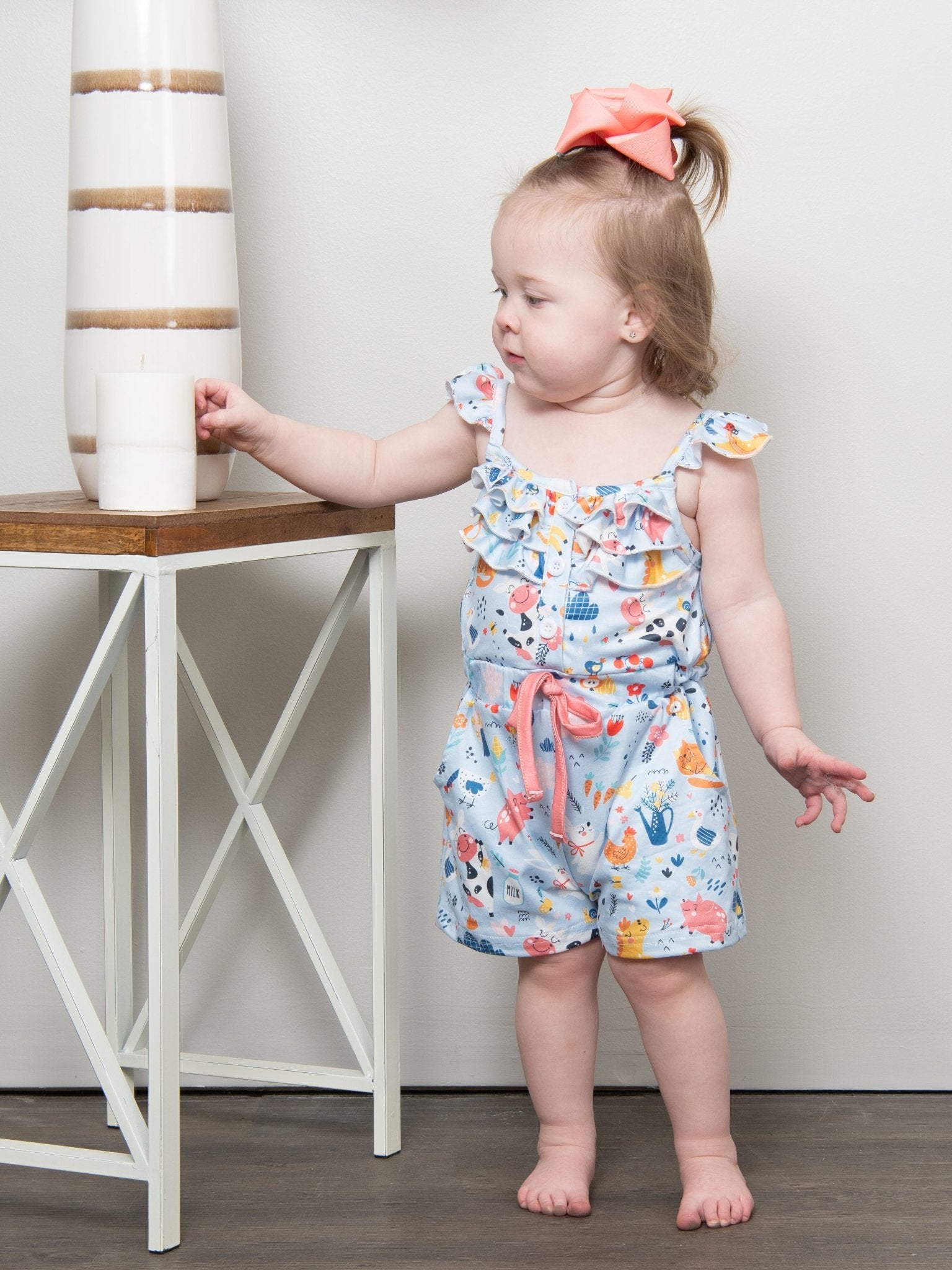 Coral Farm Ruffle Romper - Marie Nicole Clothing