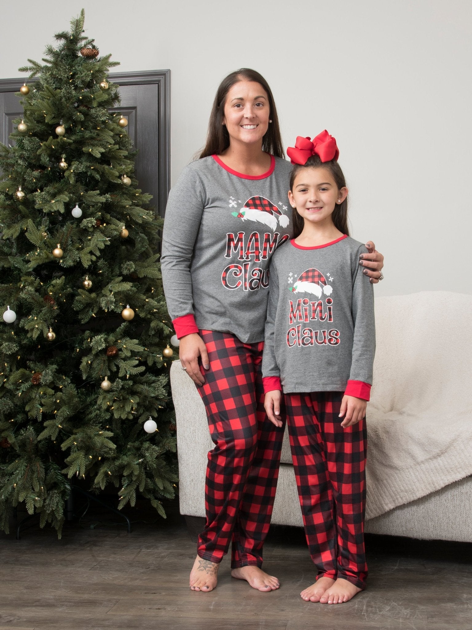 Mom & Me Grey Plaid Pajamas - Marie Nicole Clothing