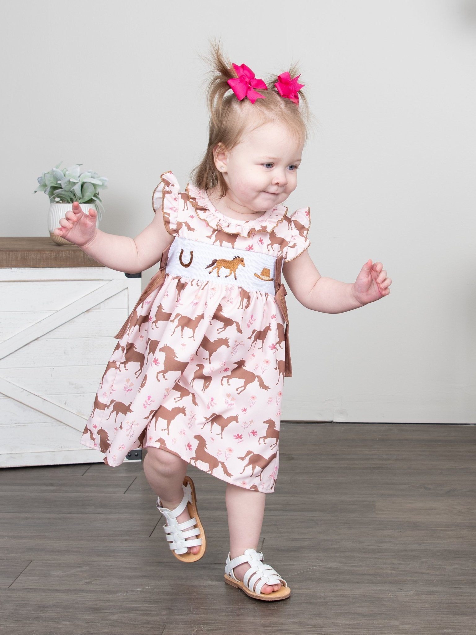 Smocked Horse Dress - Marie Nicole Clothing