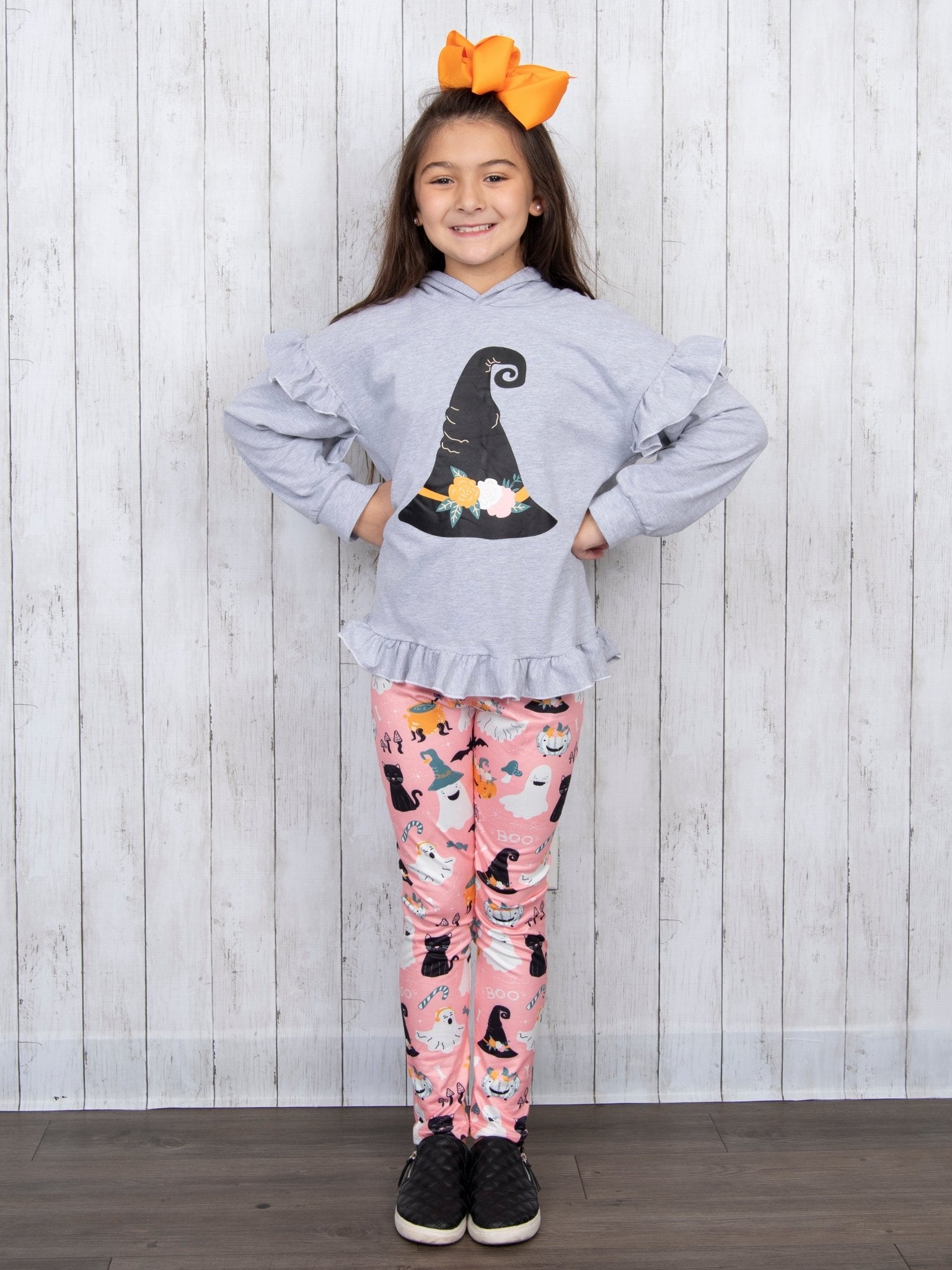 Floral Witch Hat Ruffle Hoodie Outfit - Marie Nicole Clothing