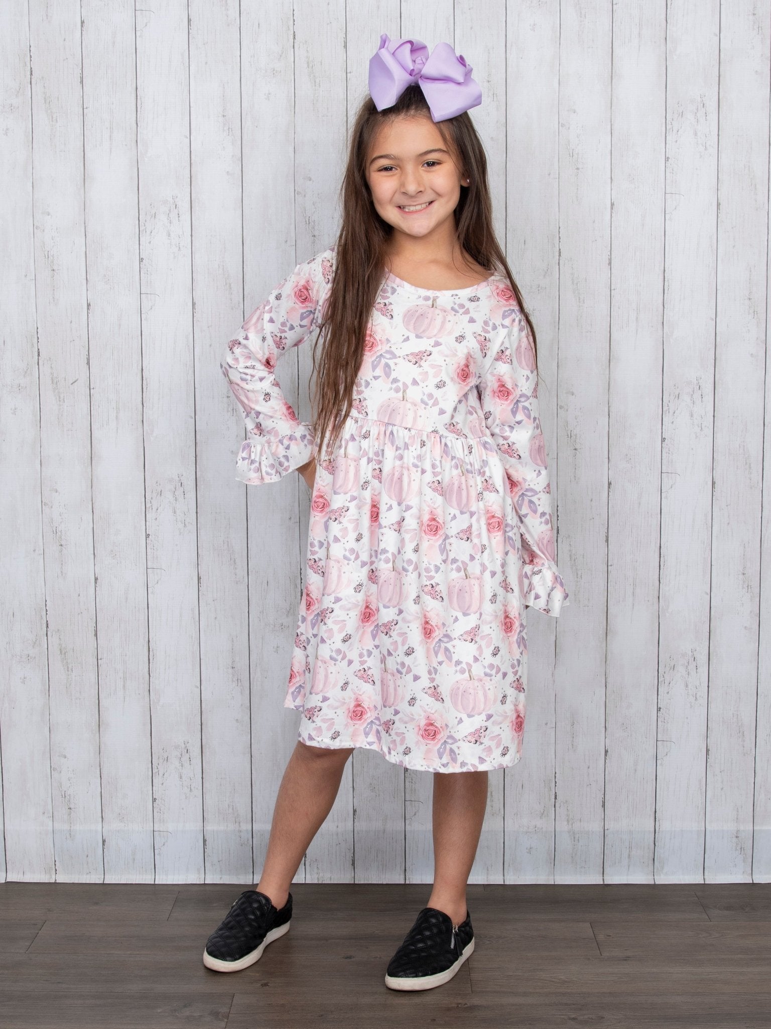Pink Floral Pumpkin Dress - Marie Nicole Clothing