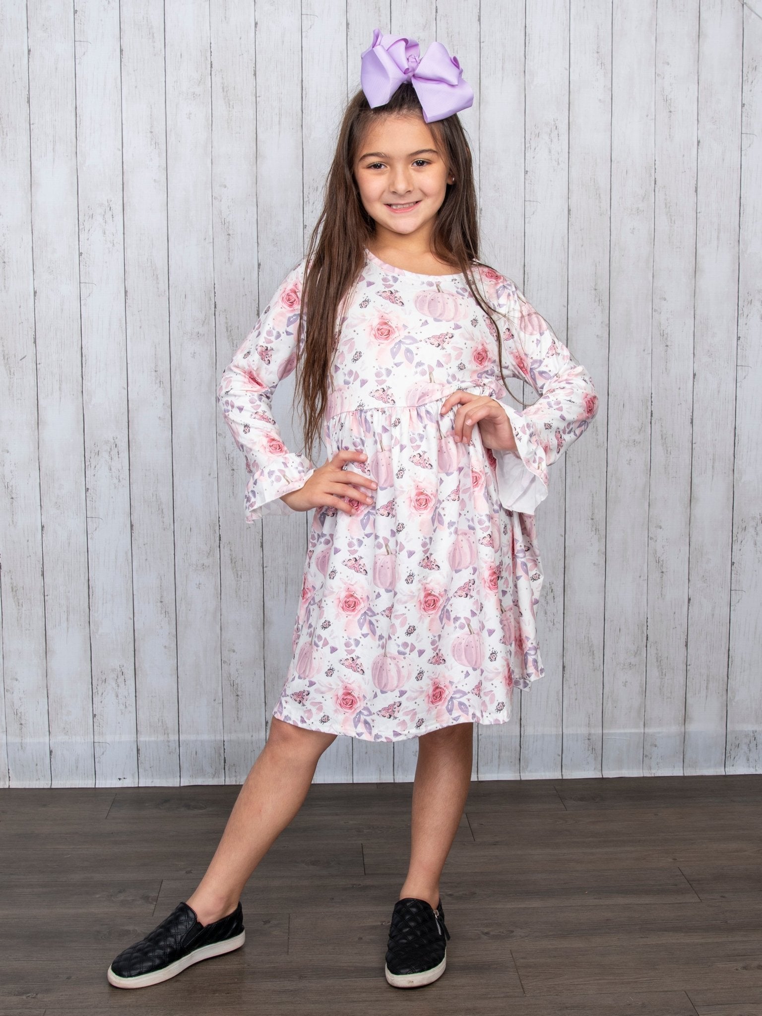 Pink Floral Pumpkin Dress - Marie Nicole Clothing