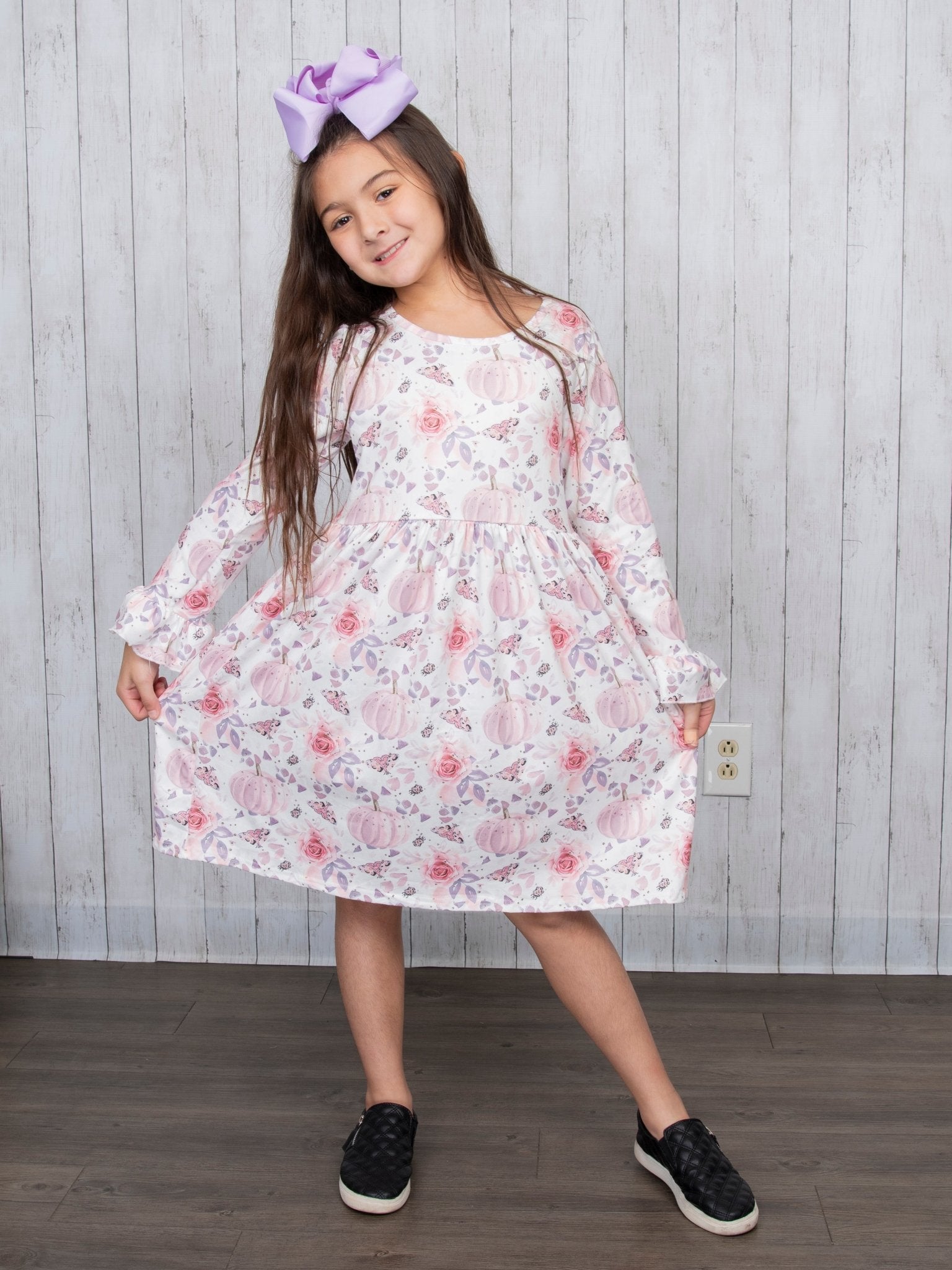 Pink Floral Pumpkin Dress - Marie Nicole Clothing