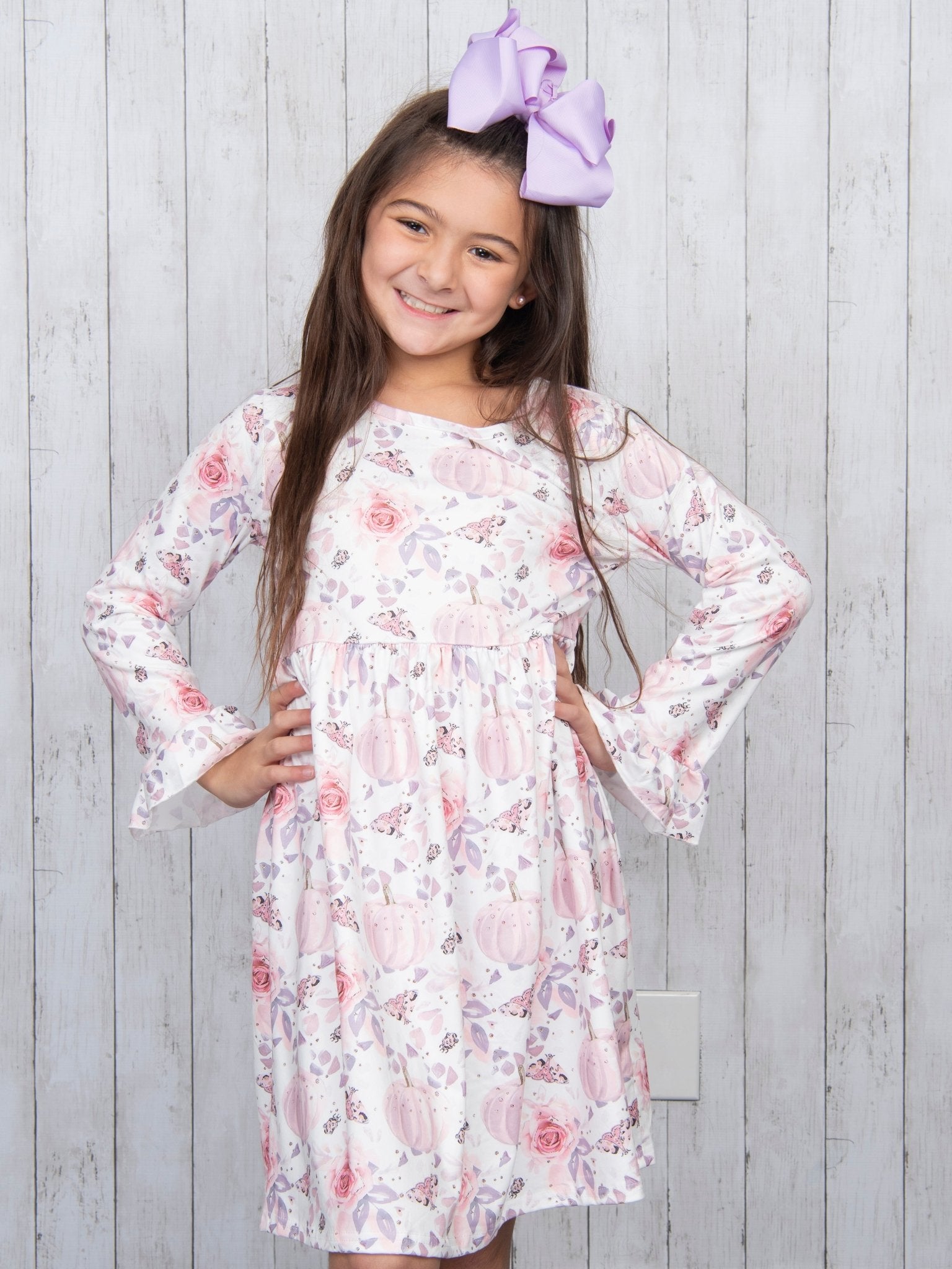Pink Floral Pumpkin Dress - Marie Nicole Clothing