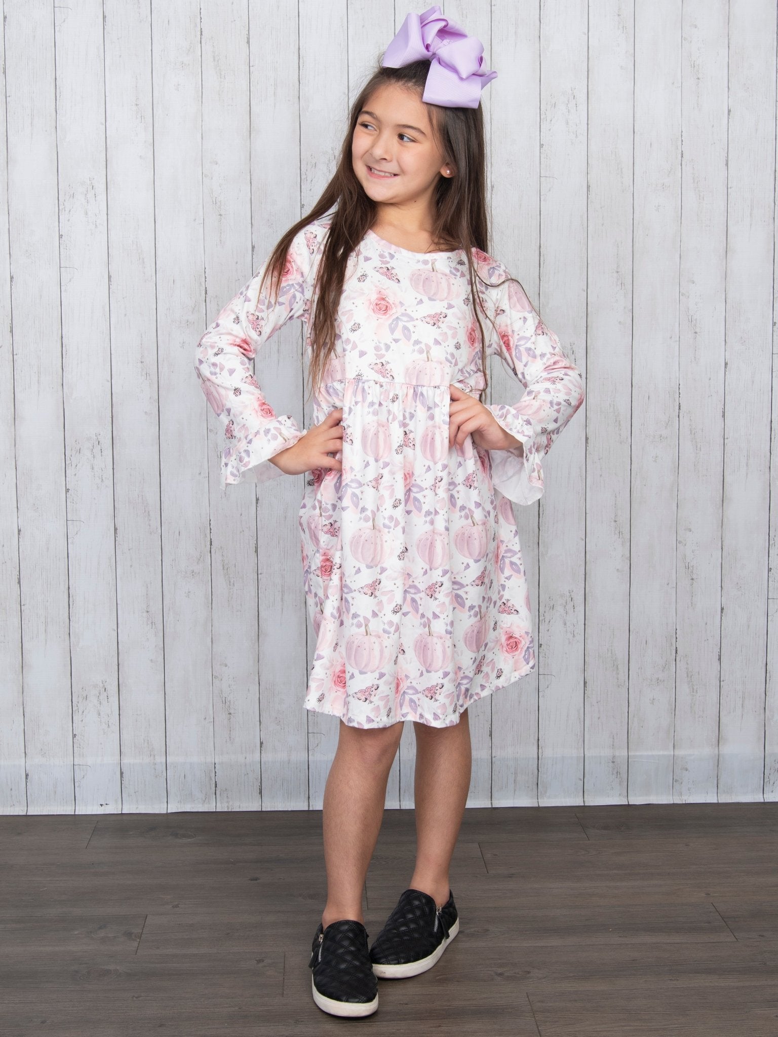 Pink Floral Pumpkin Dress - Marie Nicole Clothing