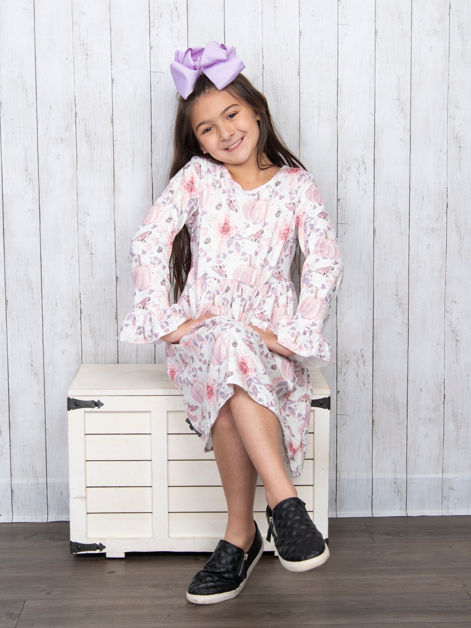 Pink Floral Pumpkin Dress - Marie Nicole Clothing