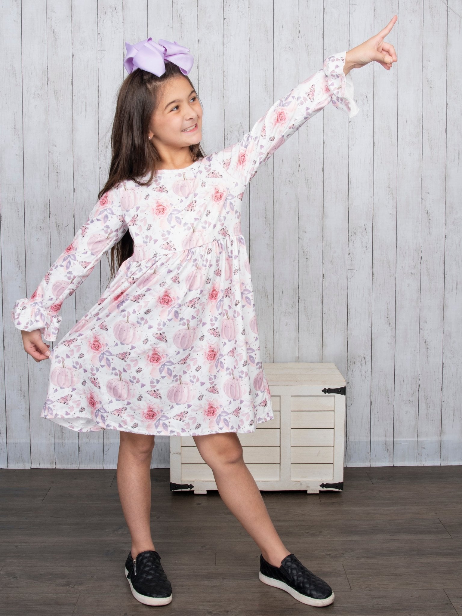 Pink Floral Pumpkin Dress - Marie Nicole Clothing