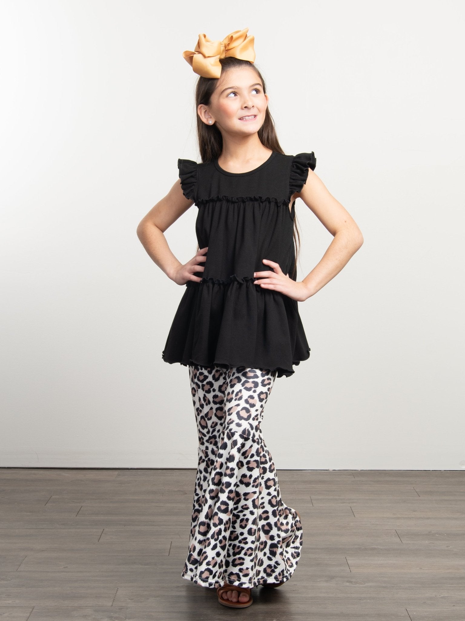 Leopard Bell Bottoms - Marie Nicole Clothing