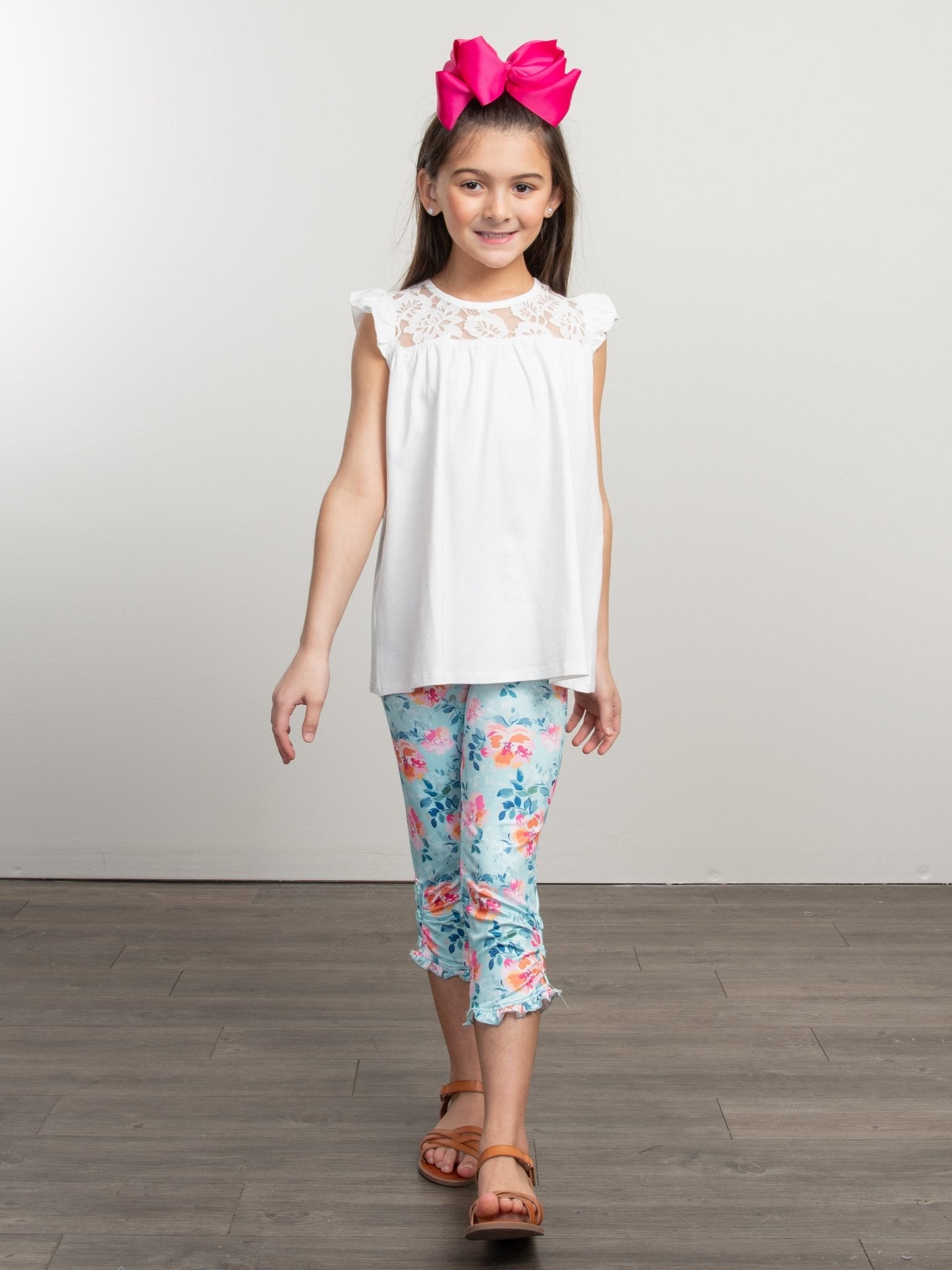 Ruffle Capris - Pink Anemone - Marie Nicole Clothing
