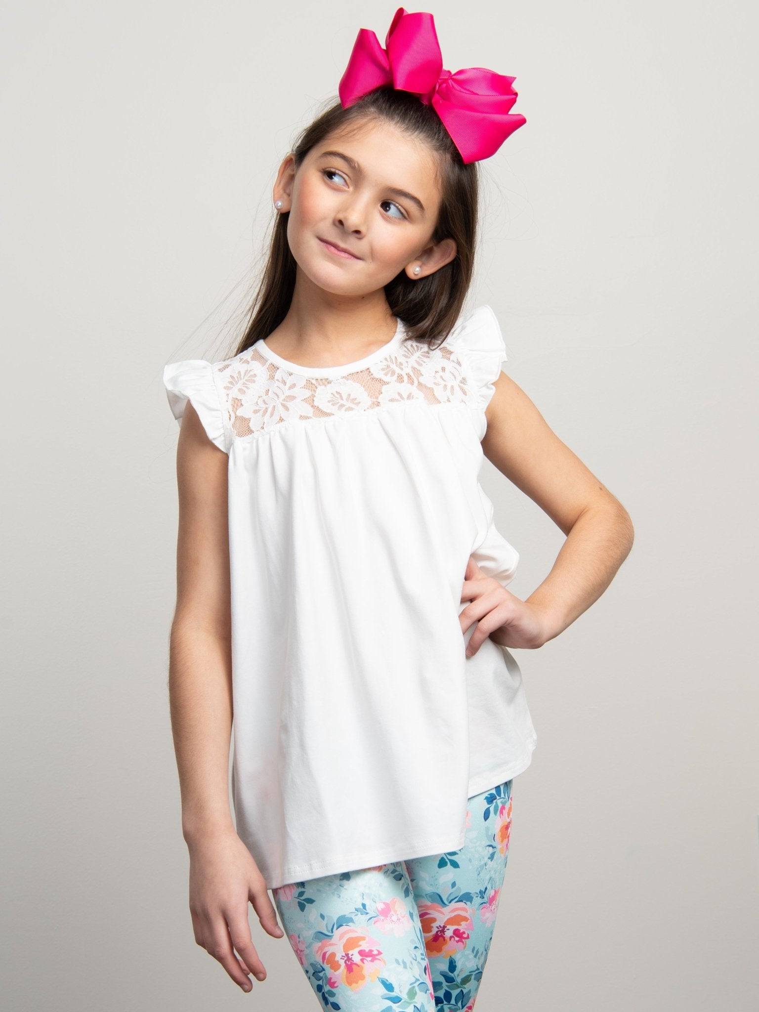 Cotton Lace Ruffle Tunic - White - Marie Nicole Clothing
