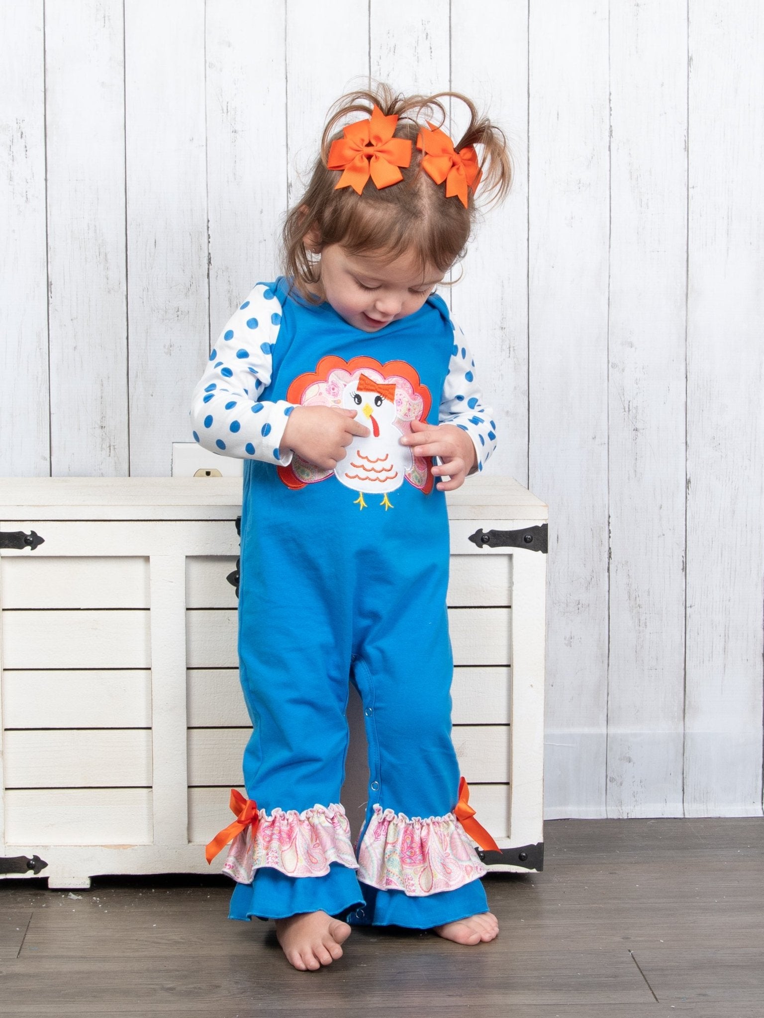 Blue & Pink Paisley Turkey Ruffle Romper - Marie Nicole Clothing