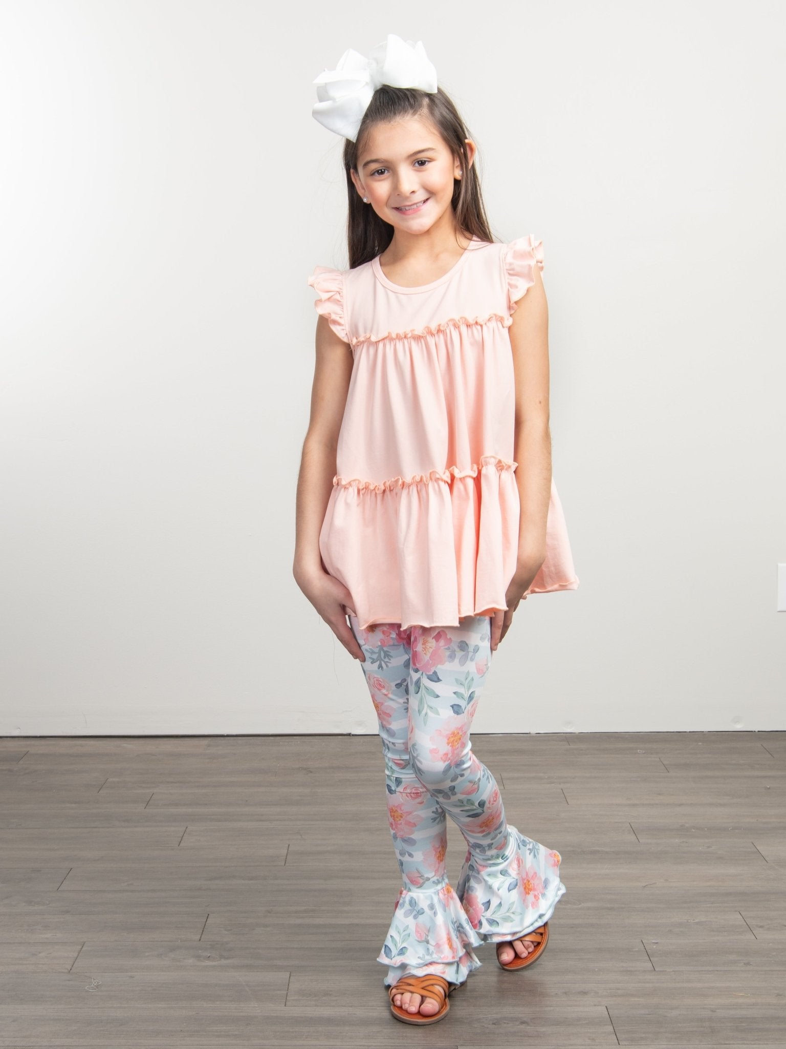 Pink Rose Tiered Bell Bottoms - Marie Nicole Clothing