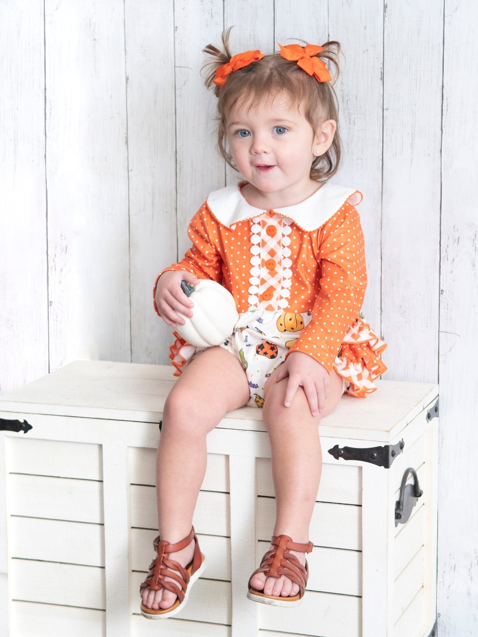 Pumpkin Spice & Spooky Nights Vintage Bubble Romper - Marie Nicole Clothing