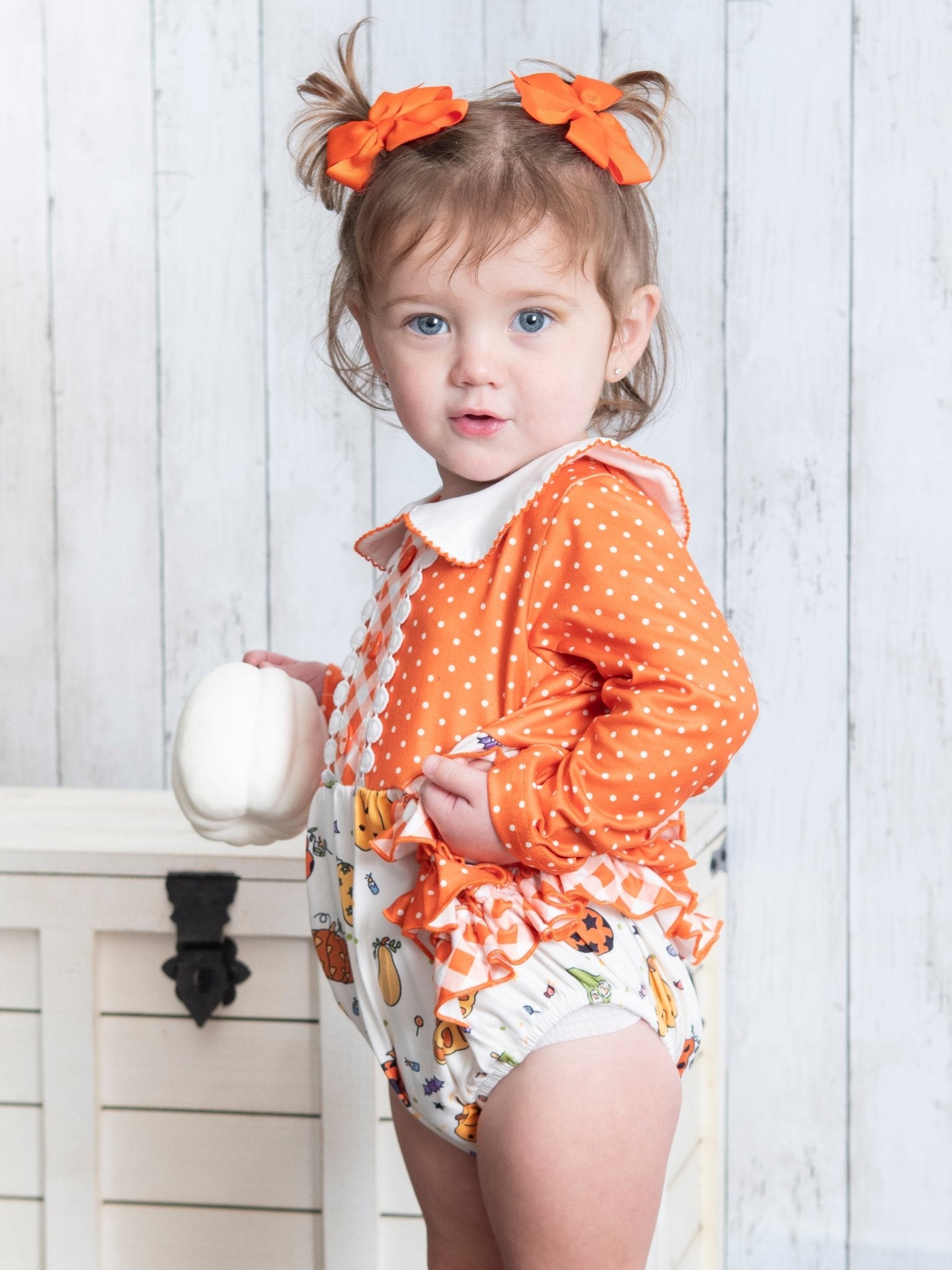 Pumpkin Spice & Spooky Nights Vintage Bubble Romper - Marie Nicole Clothing