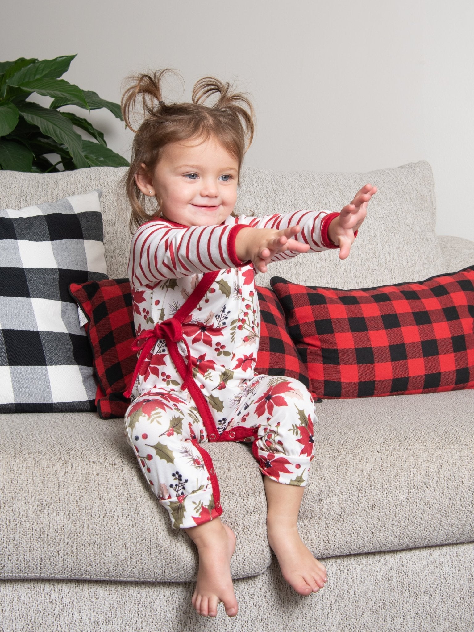 Poinsettia Raglan Romper - Marie Nicole Clothing