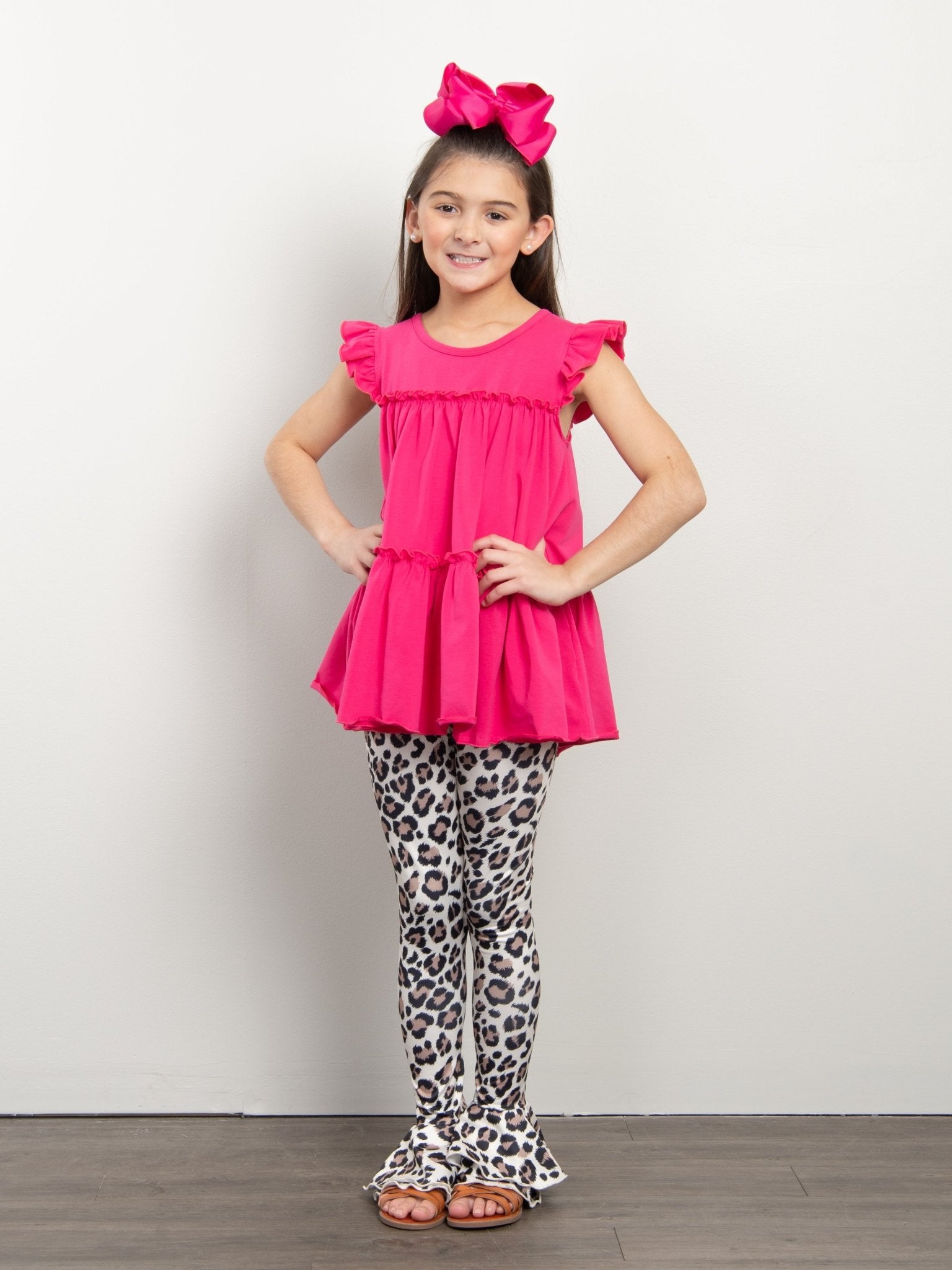 Leopard Tiered Bell Bottoms - Marie Nicole Clothing