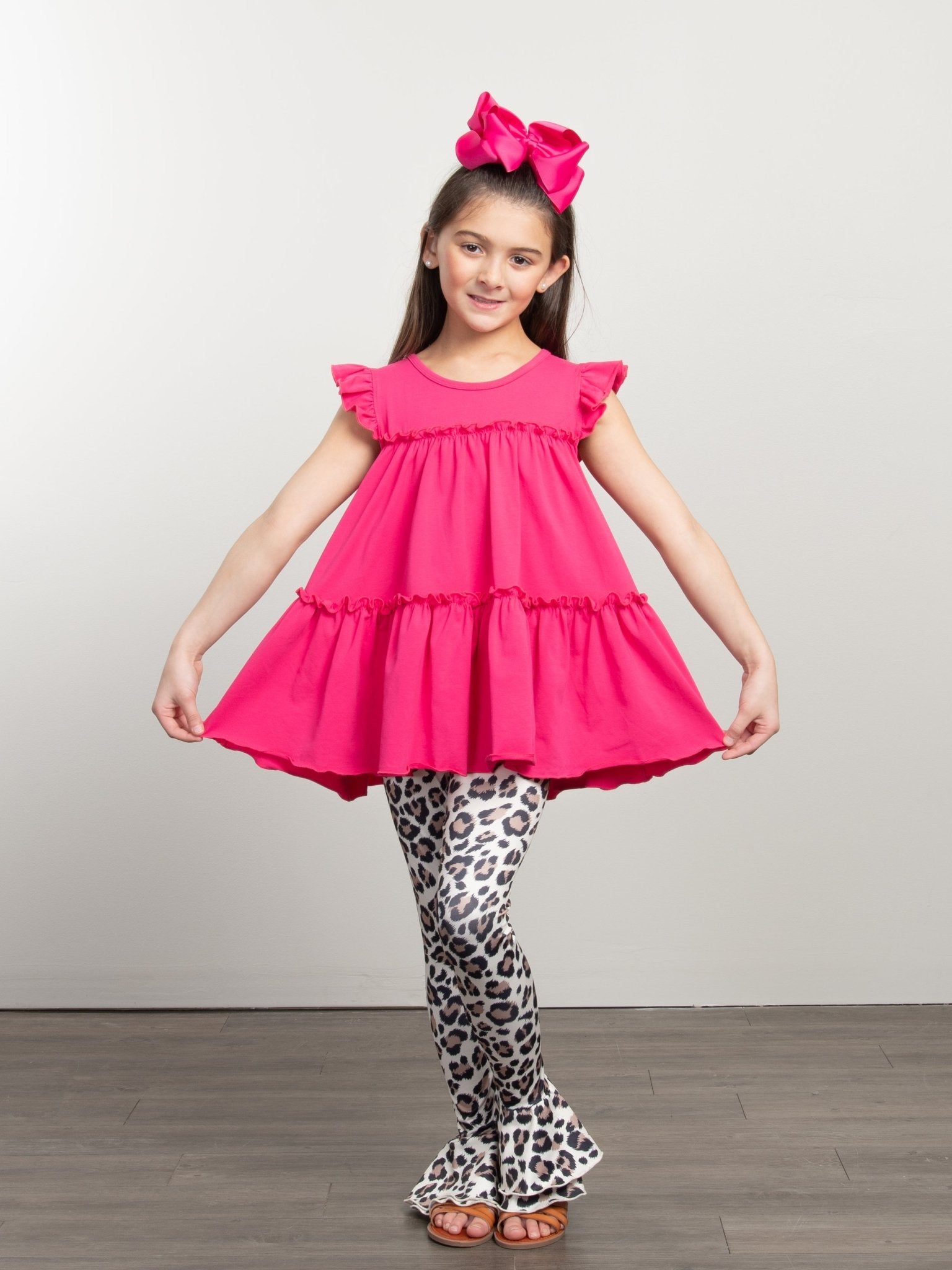 Leopard Tiered Bell Bottoms - Marie Nicole Clothing