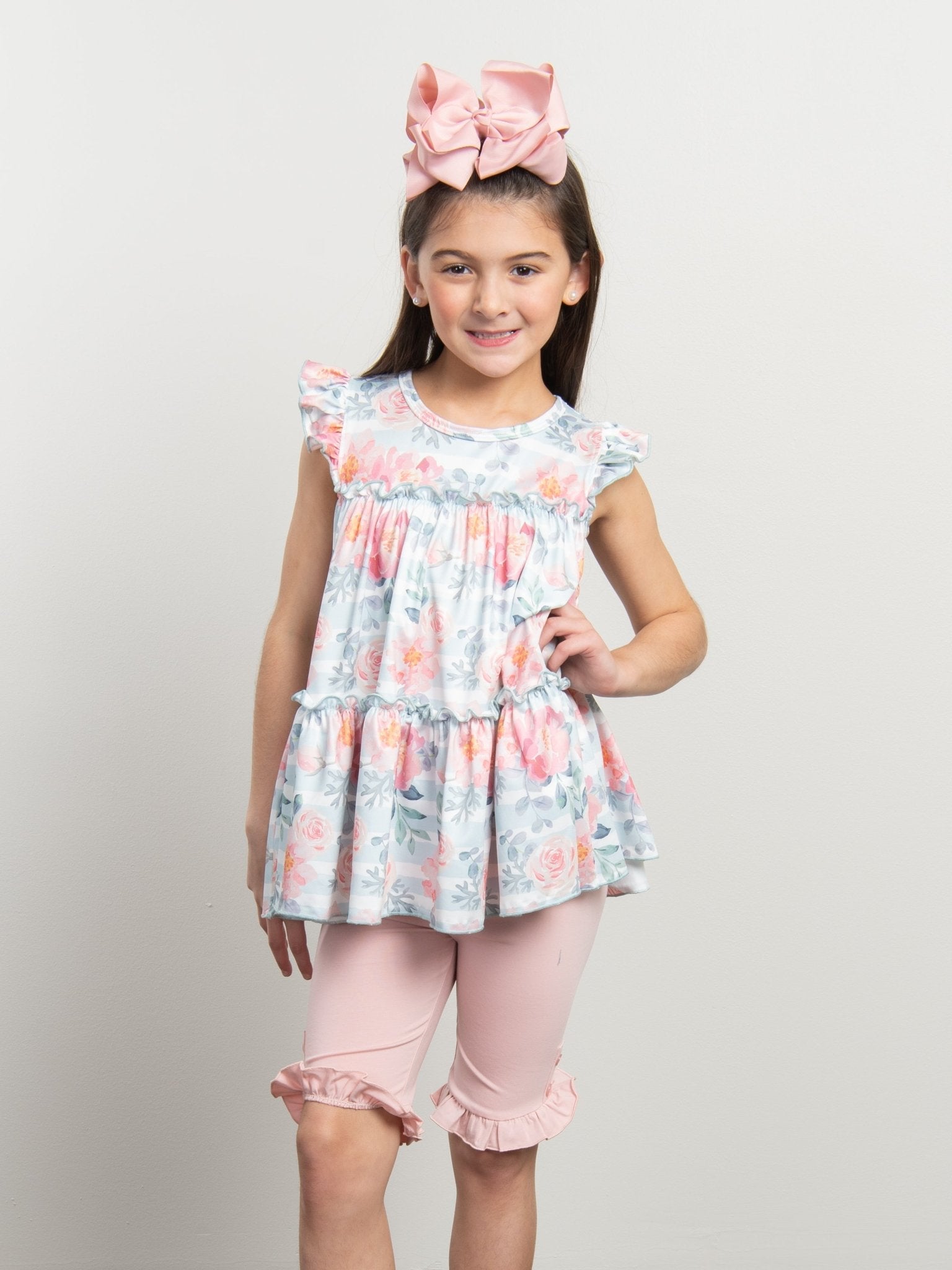 Tiered Ruffle Tunic - Pink Rose - Marie Nicole Clothing