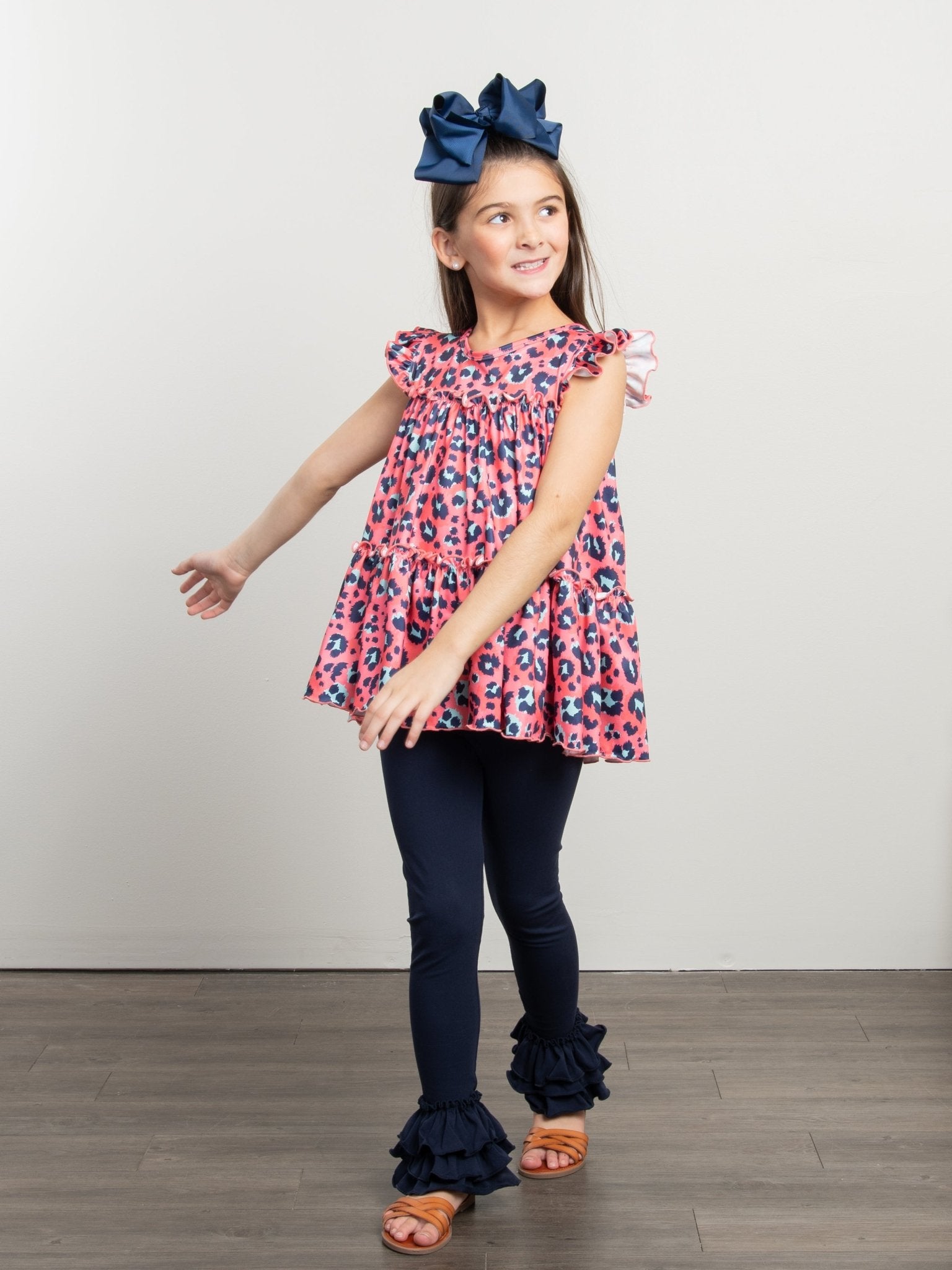 Tiered Ruffle Tunic - Pink Leopard - Marie Nicole Clothing