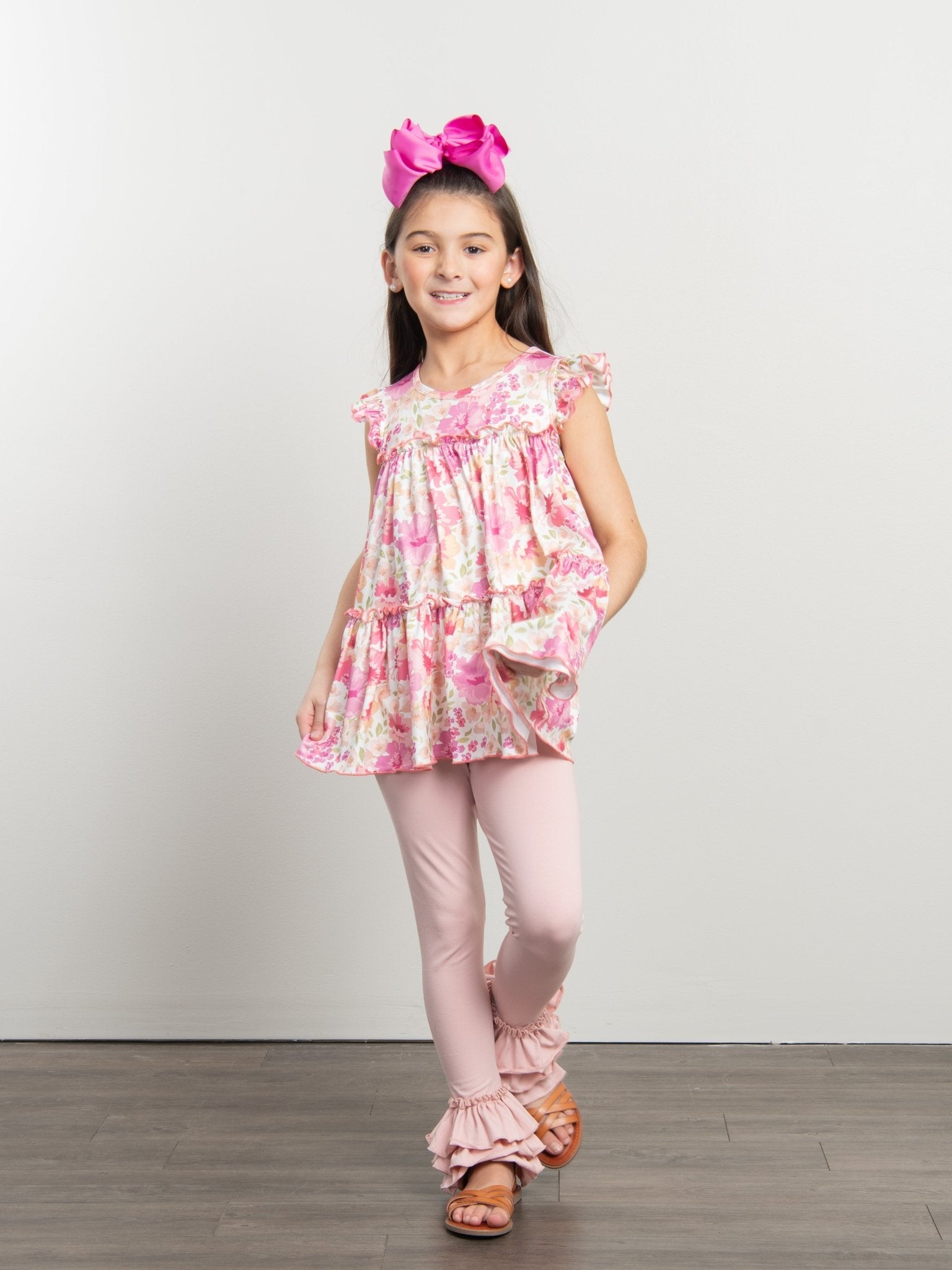 Tiered Ruffle Tunic - Pink Peony - Marie Nicole Clothing