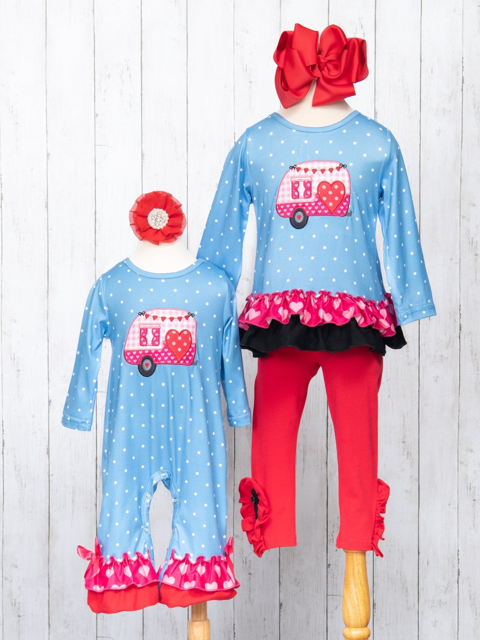 Pink Gingham Heart Camper Ruffle Romper - Marie Nicole Clothing