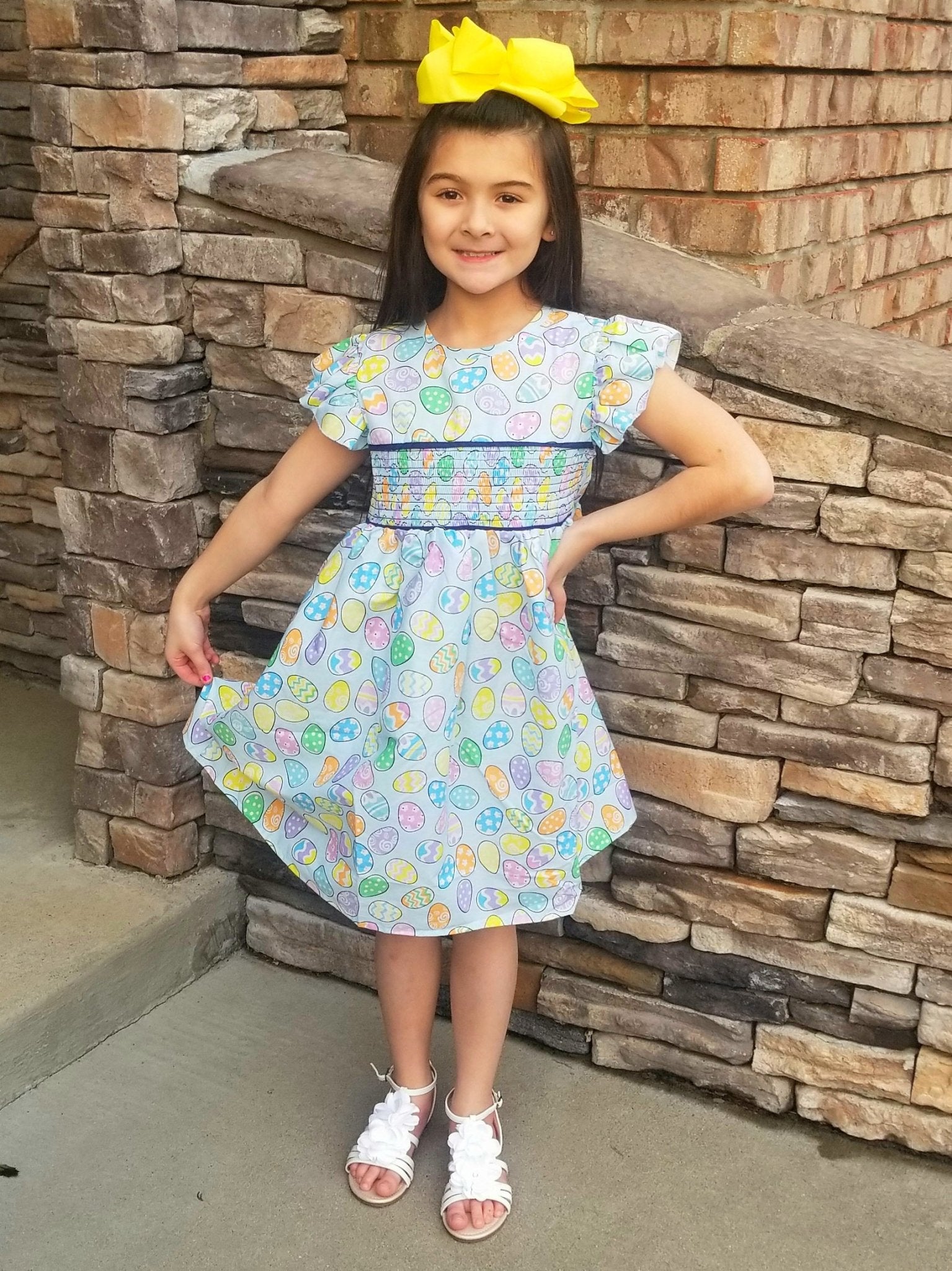 Easter Egg Smocked Ruffle Dress - Marie Nicole Clothing