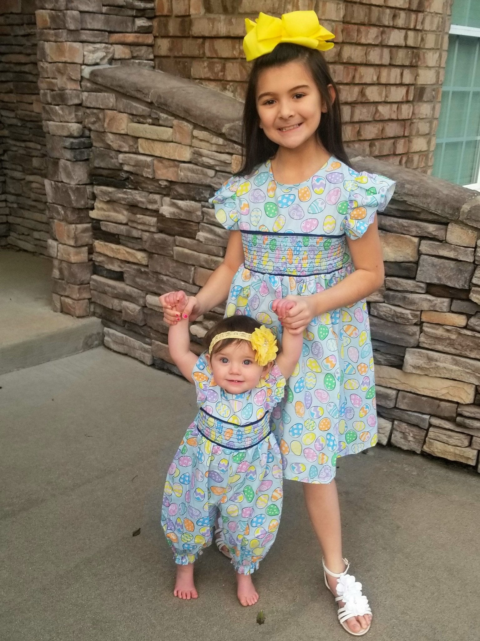 Easter Egg Smocked Ruffle Romper - Marie Nicole Clothing