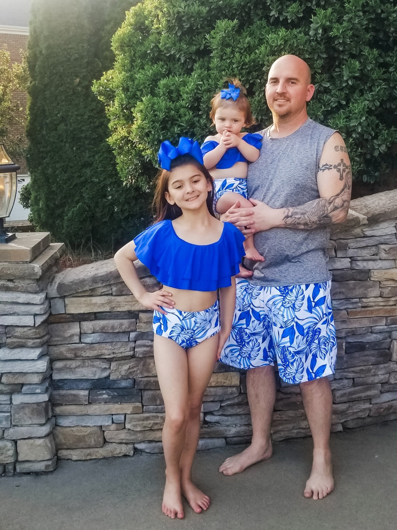Family Blue & White Tropical Swimsuit - Marie Nicole Clothing