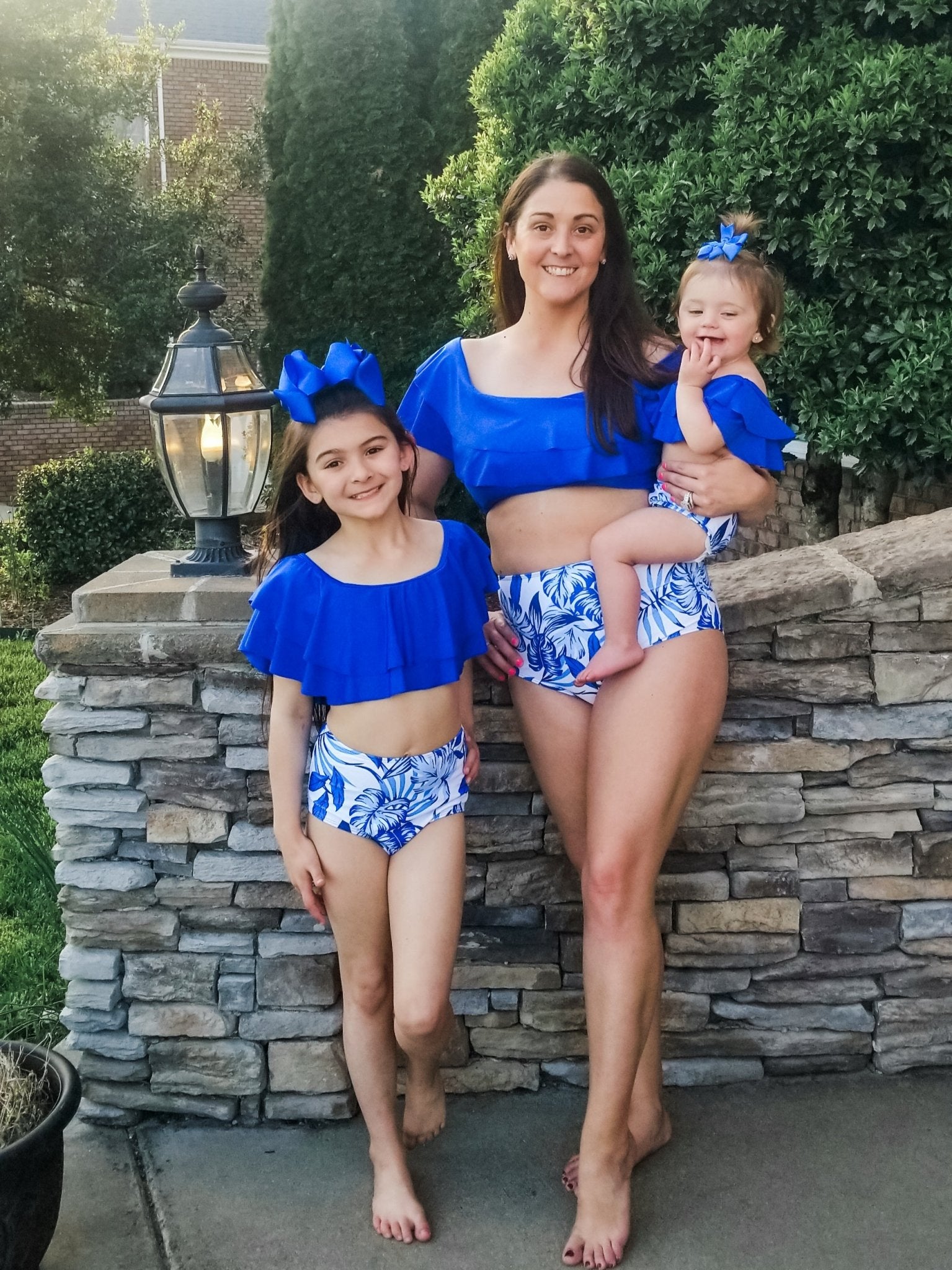 Family Blue & White Tropical Swimsuit - Marie Nicole Clothing