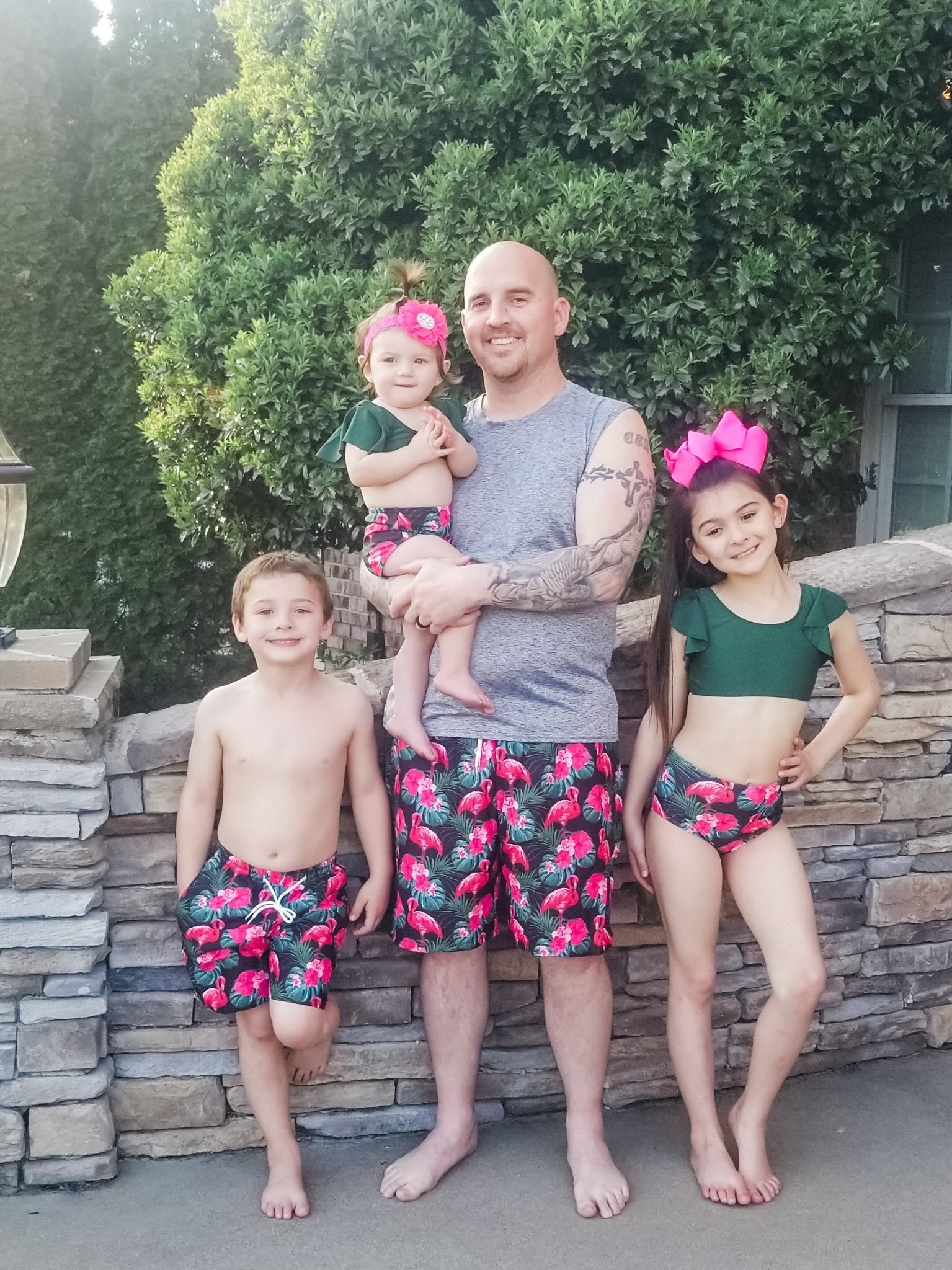 Family Dark Green Flamingo Swimsuit - Marie Nicole Clothing