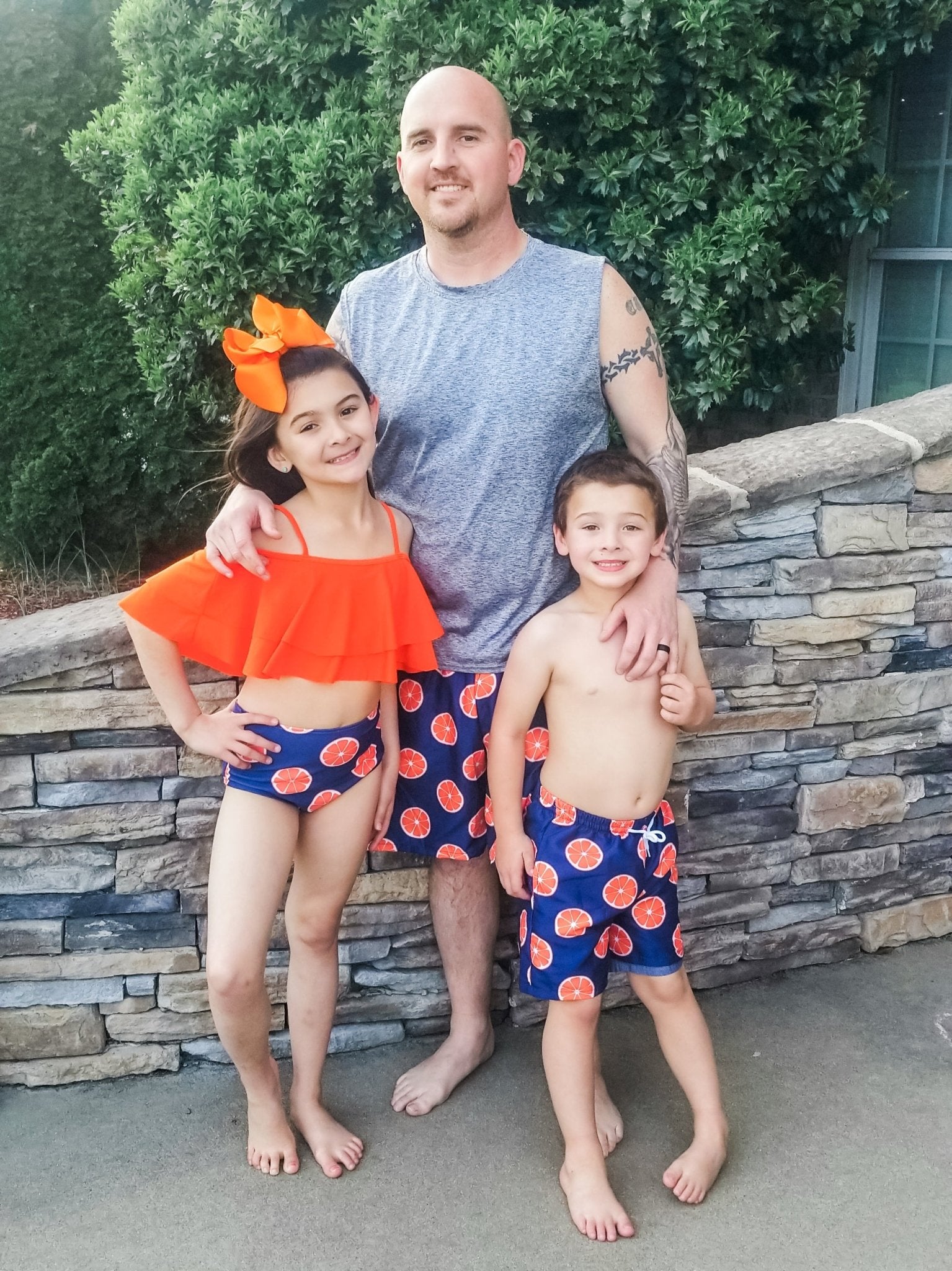 Family Orange & Navy Blue Swimsuit - Marie Nicole Clothing