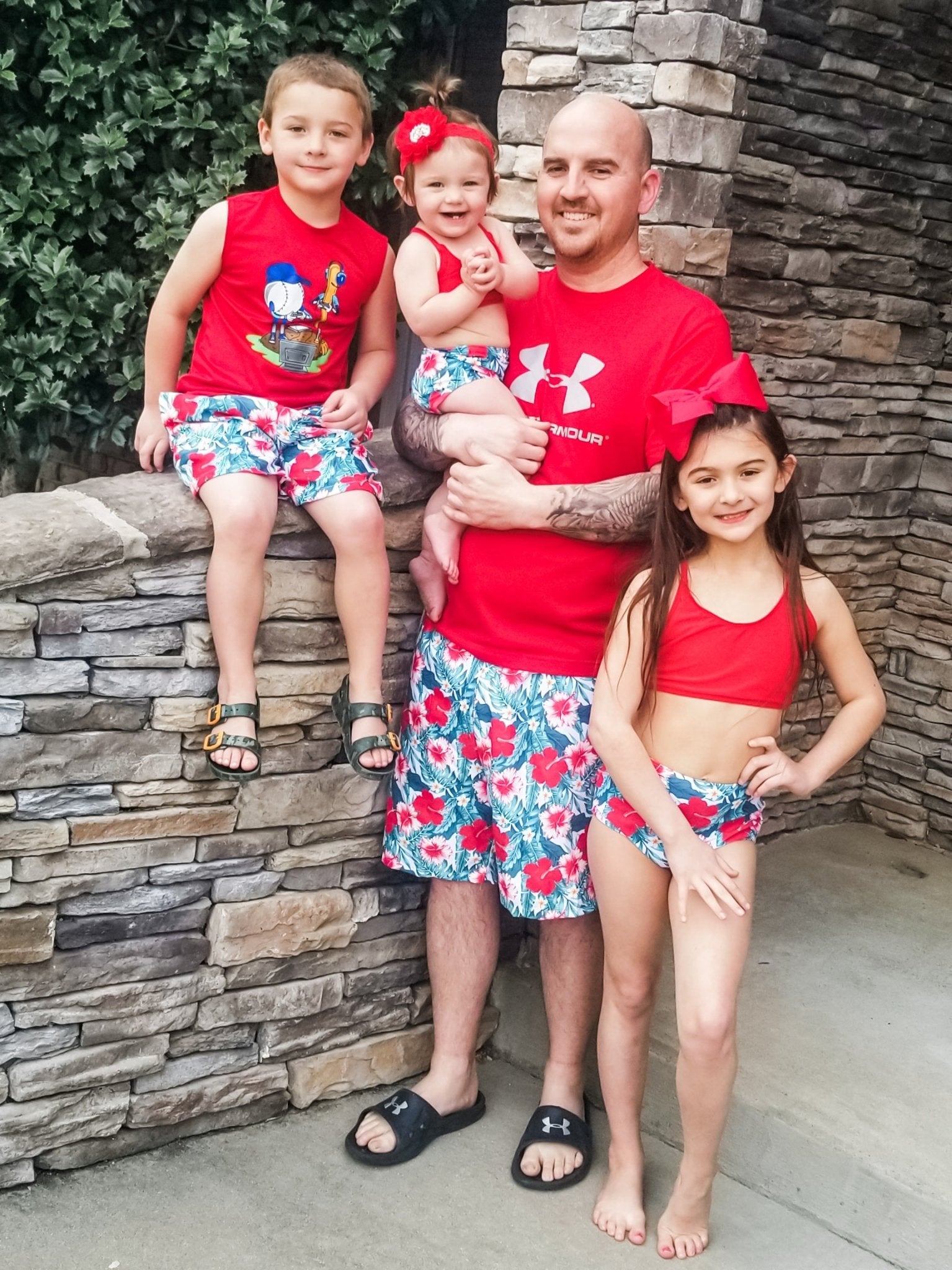 Family Red, Pink, & Blue Tropical Floral Swimsuit - Marie Nicole Clothing