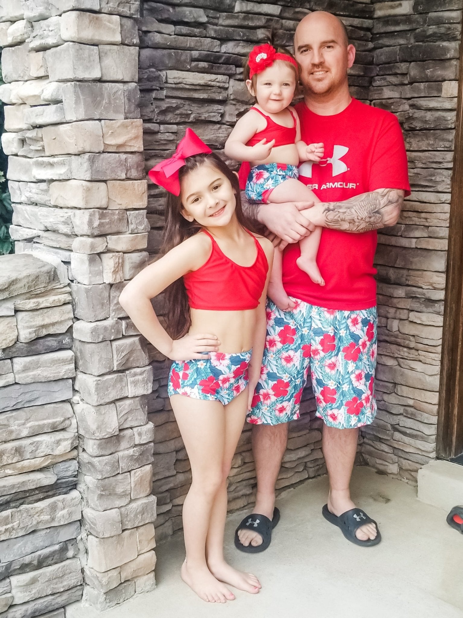 Family Red, Pink, & Blue Tropical Floral Swimsuit - Marie Nicole Clothing