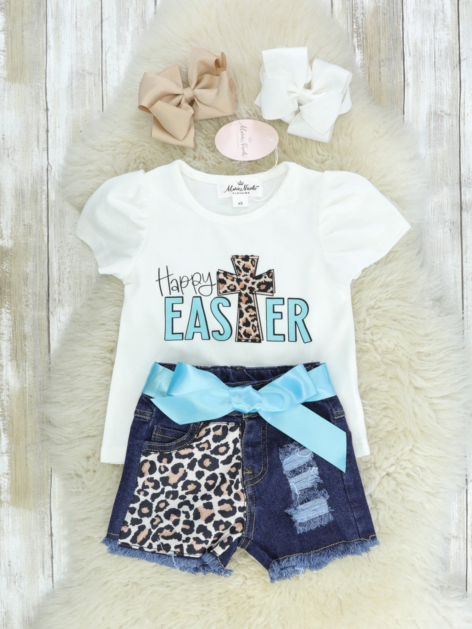 Happy Easter Cross Denim Outfit - Marie Nicole Clothing