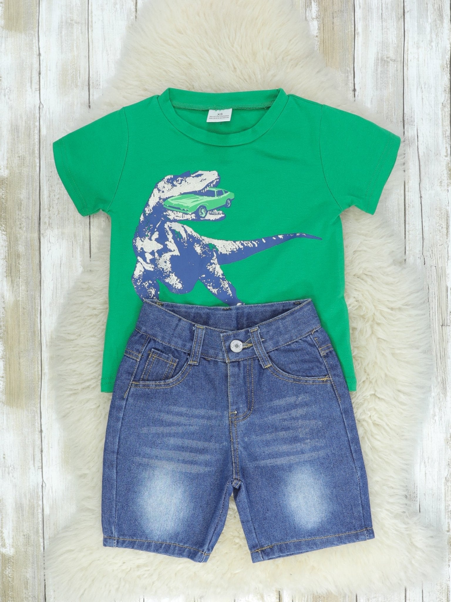 Green T - Rex Top & Shorts Outfit - Marie Nicole Clothing
