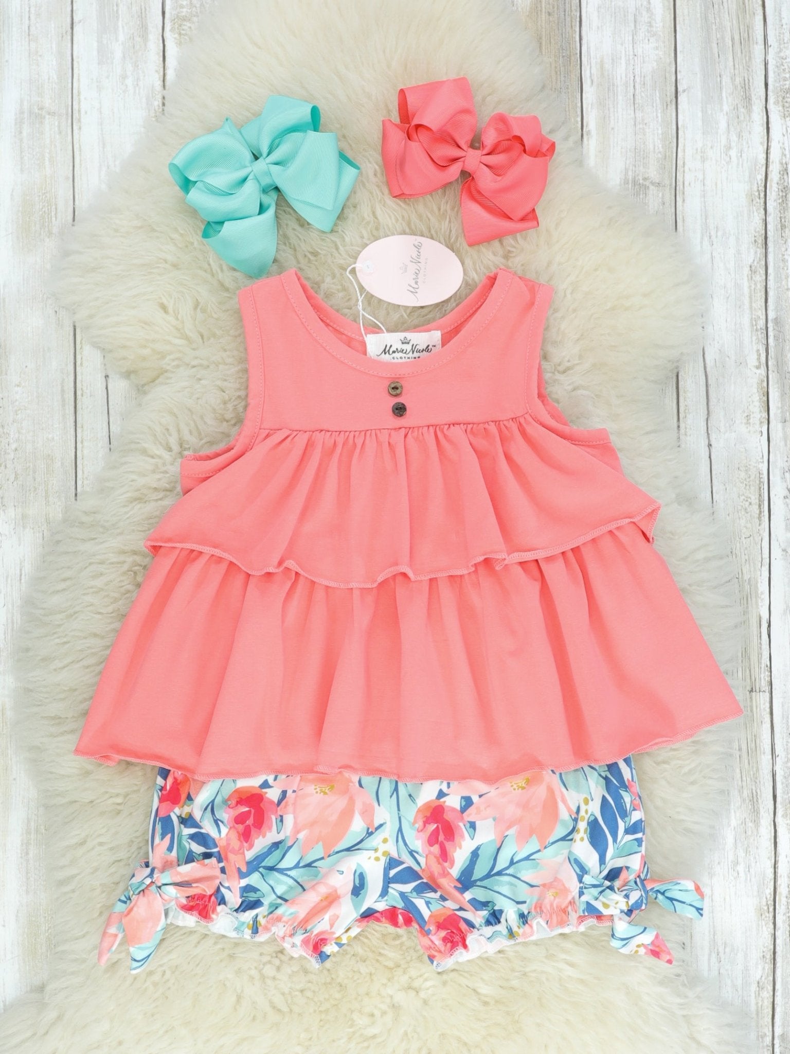 Tropical Floral Ruffle Shorts Outfit - Marie Nicole Clothing